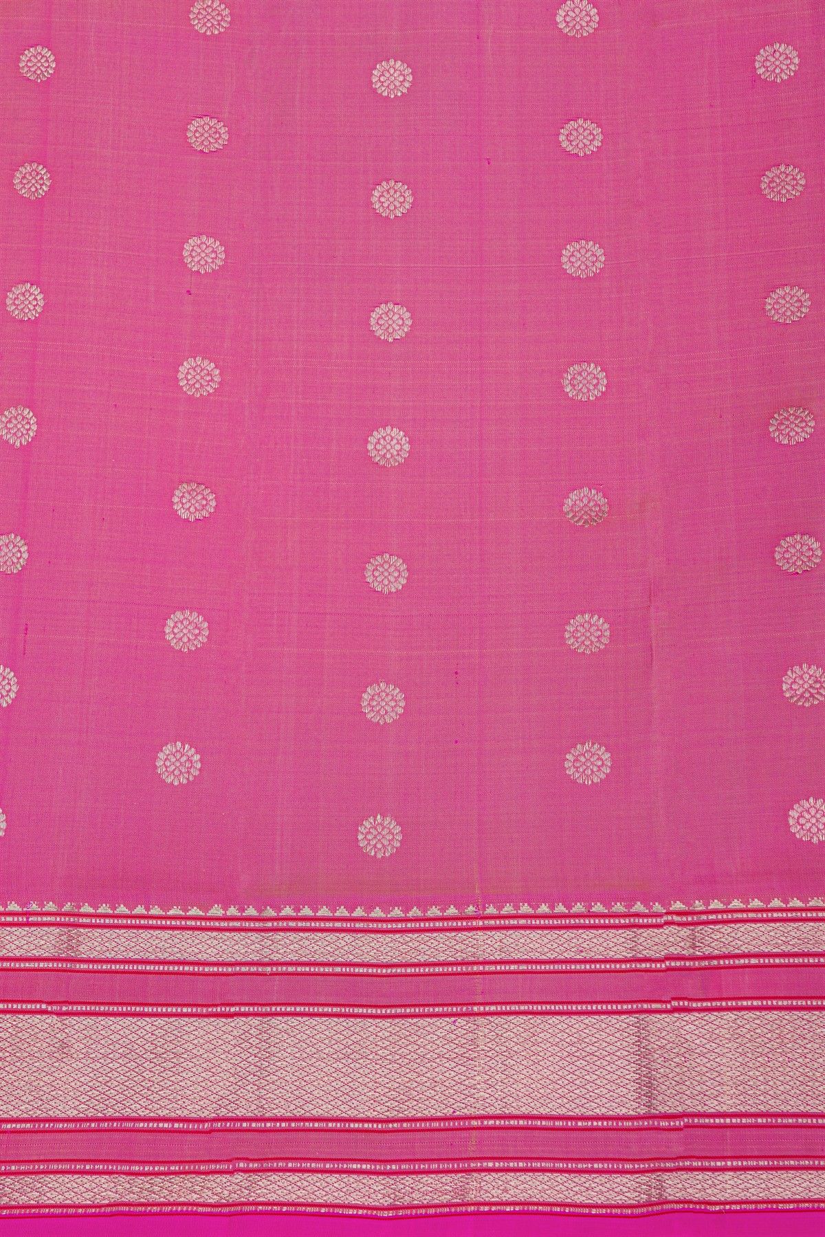 Gadwal Silk Pink Saree With Diamonds And Temples Border
