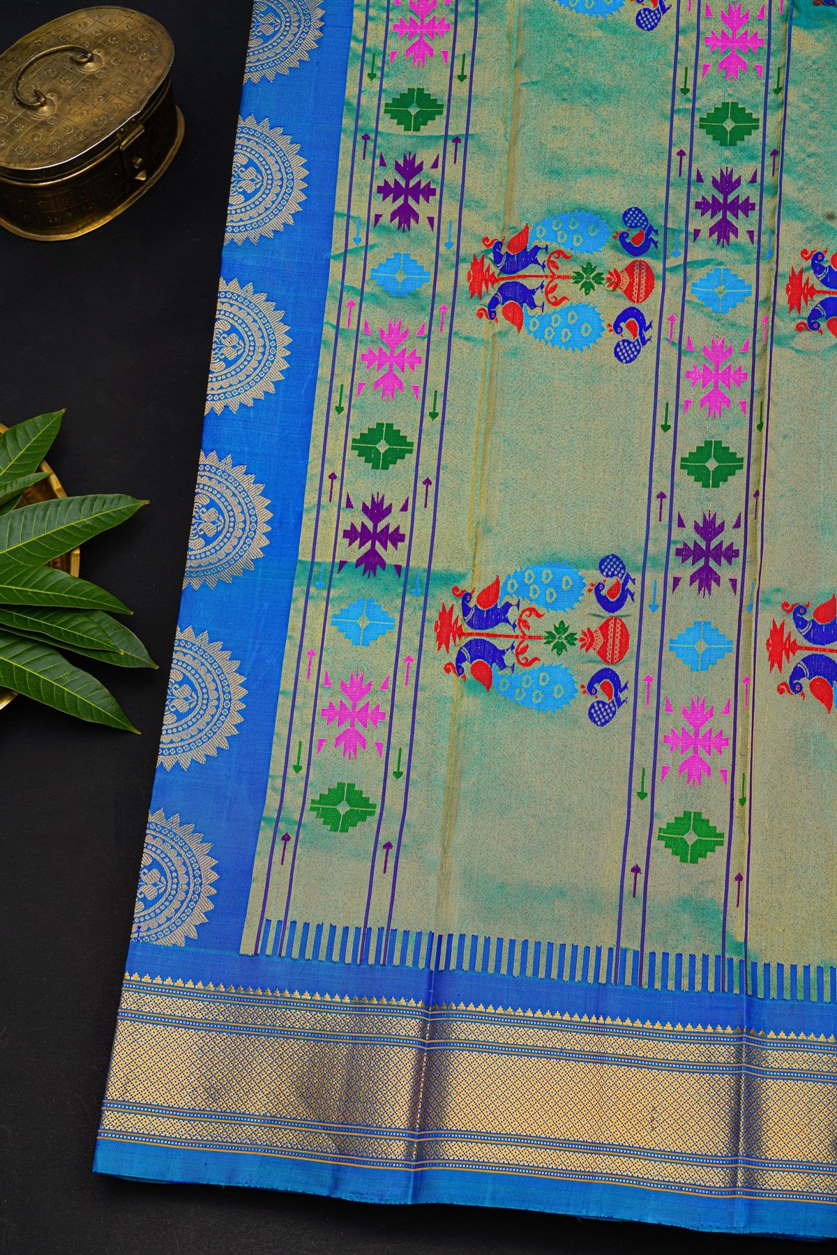 Gadwal Silk Royal Blue Saree With Paithani Pallu