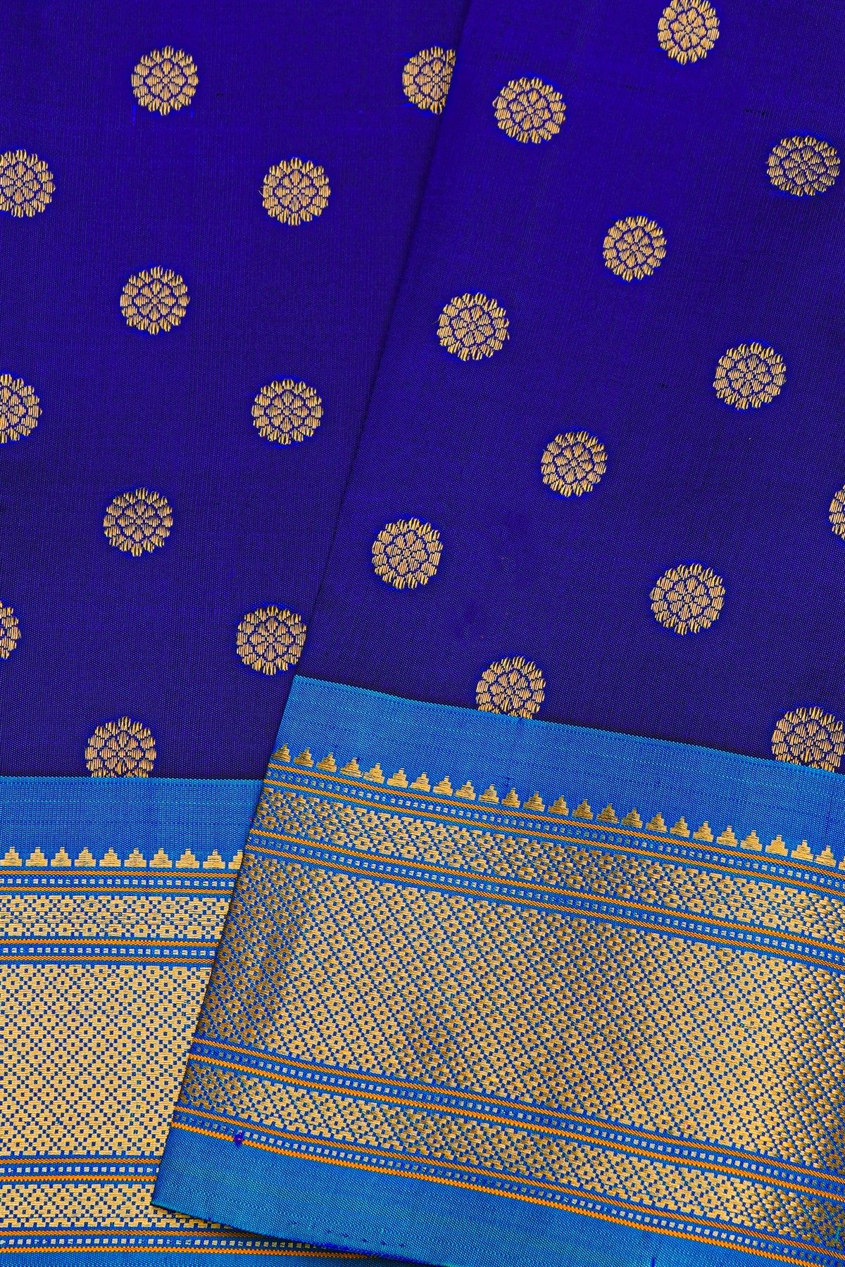 Gadwal Silk Royal Blue Saree With Paithani Pallu