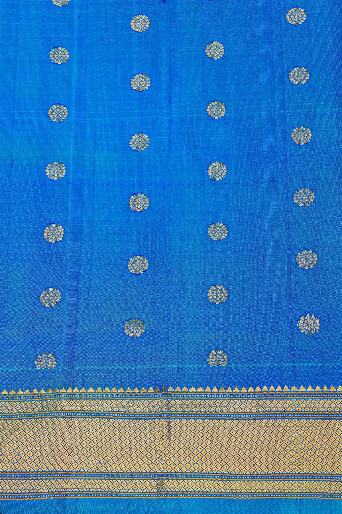Gadwal Silk Royal Blue Saree With Paithani Pallu