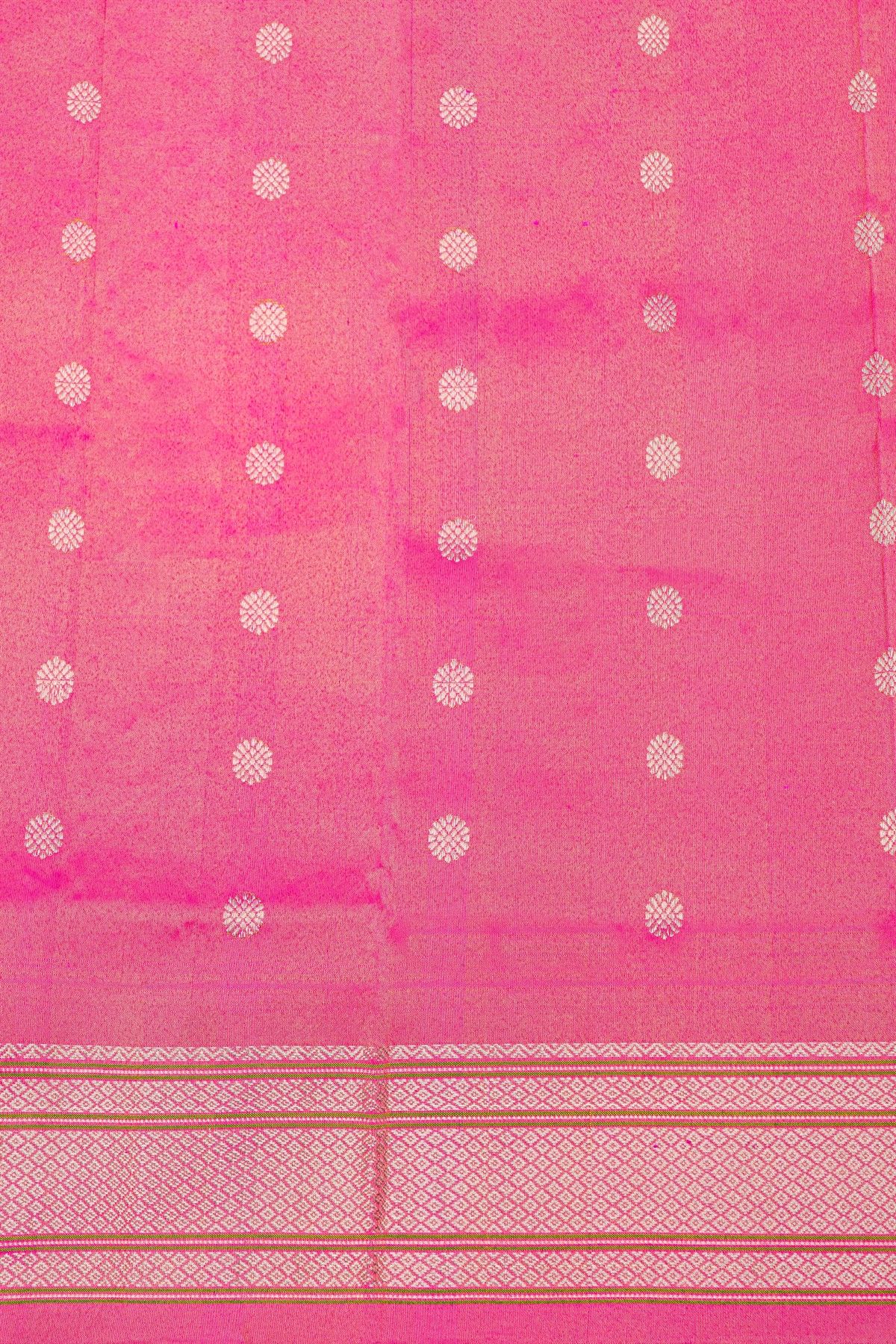 Gadwal Silk Baby Pink Saree With Muniya Buttis Body