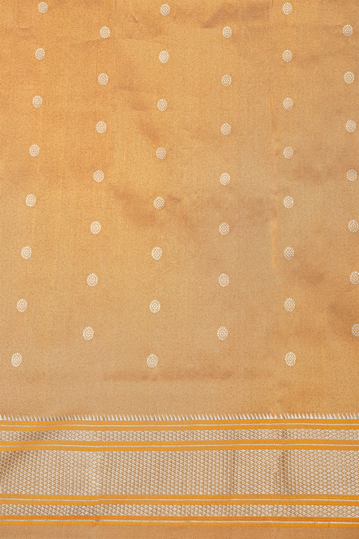 Gadwal Silk Beige Saree With Muniya Buttis Body