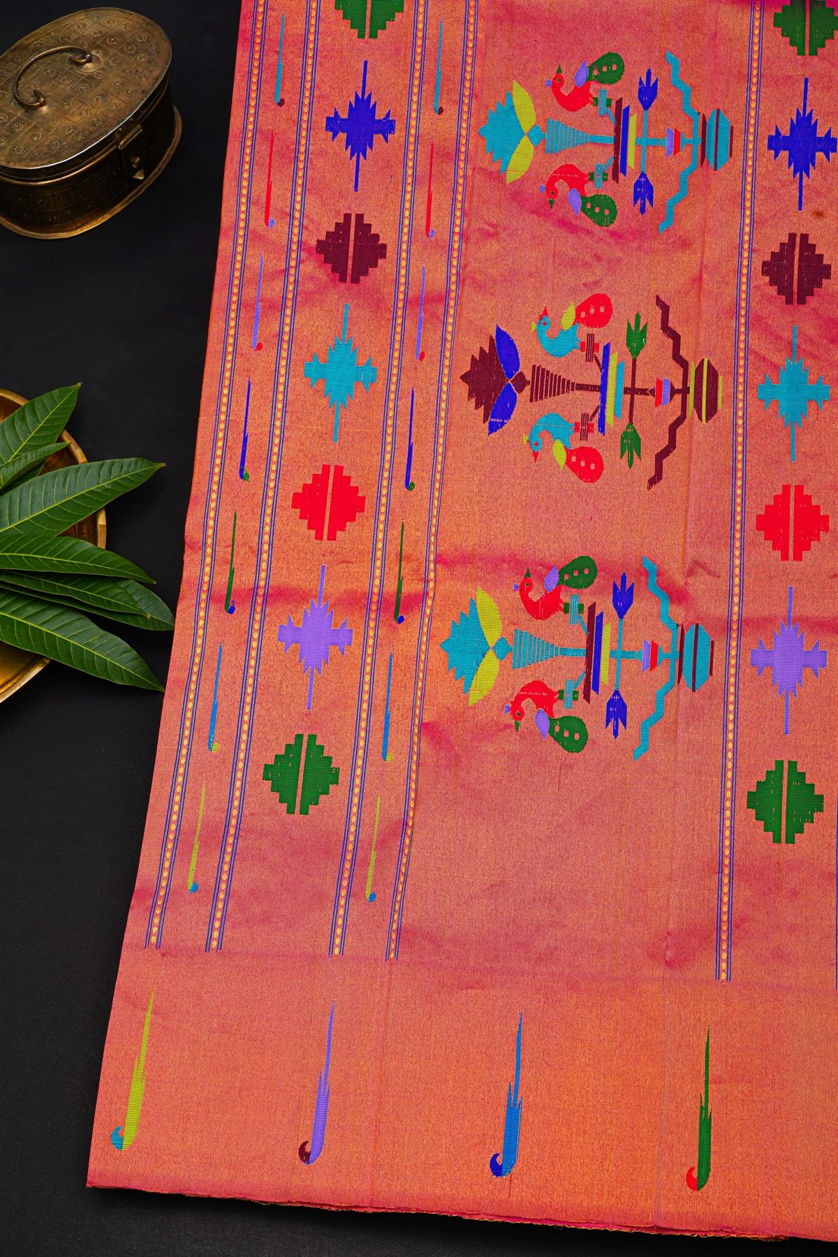 Gadwal Silk Sea Green Saree With Zari Lines Body