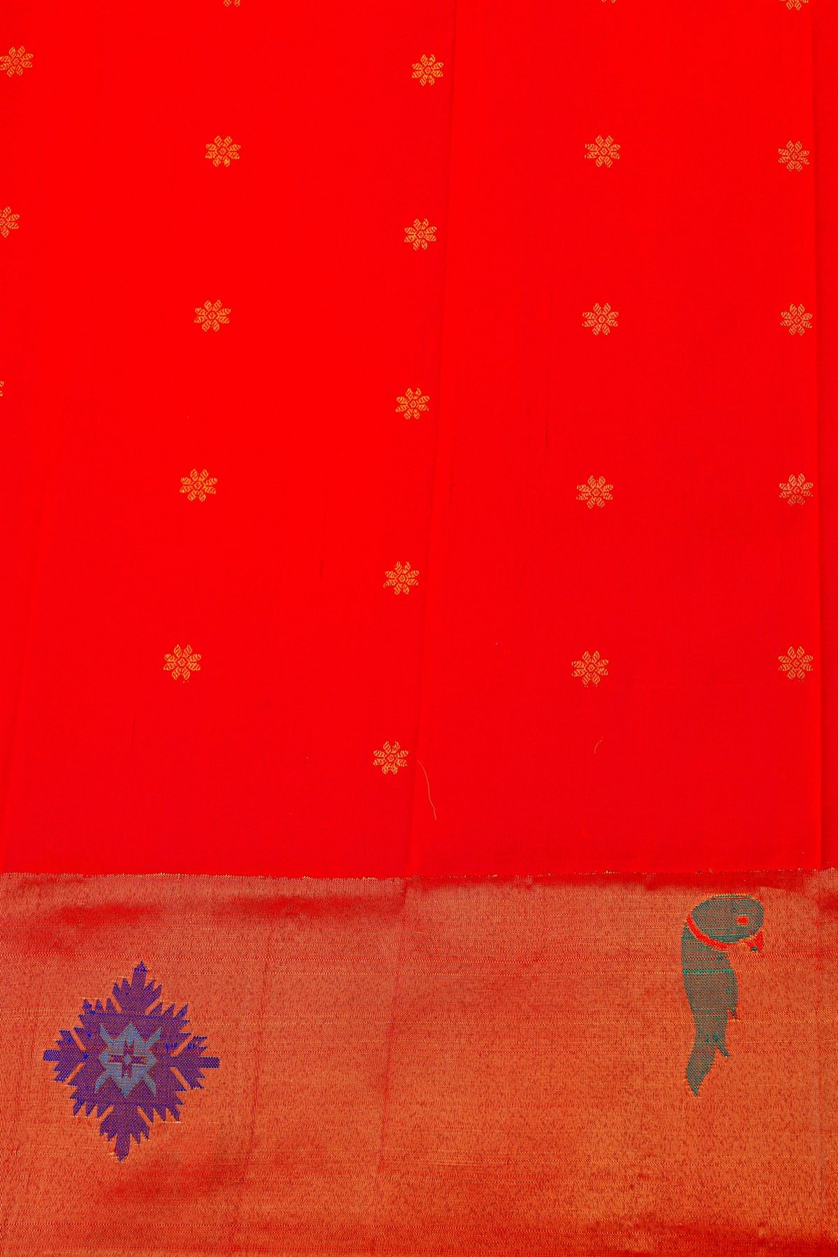 Gadwal Silk Reddish Pink Saree With Peacocks And Parrot Zari Border
