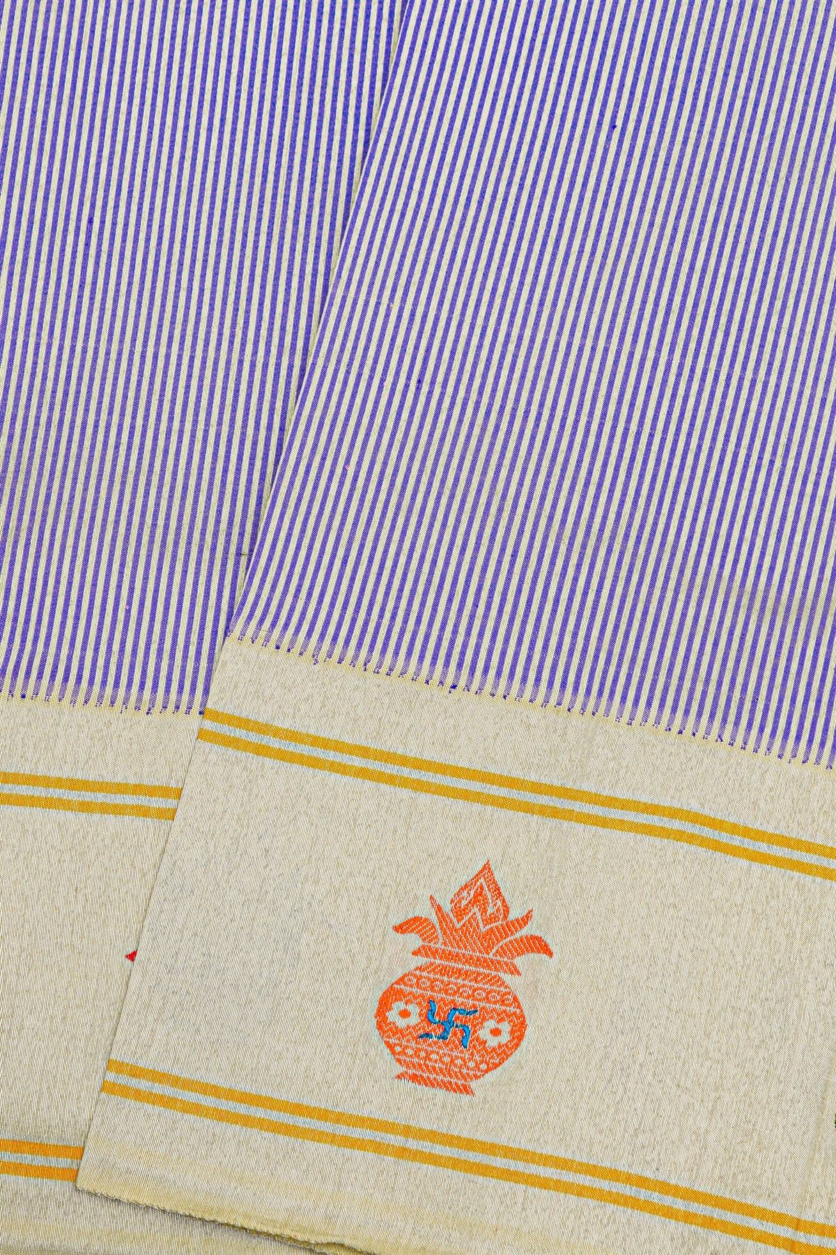 Gadwal Silk Blue Saree With Floral And Zari Line Border