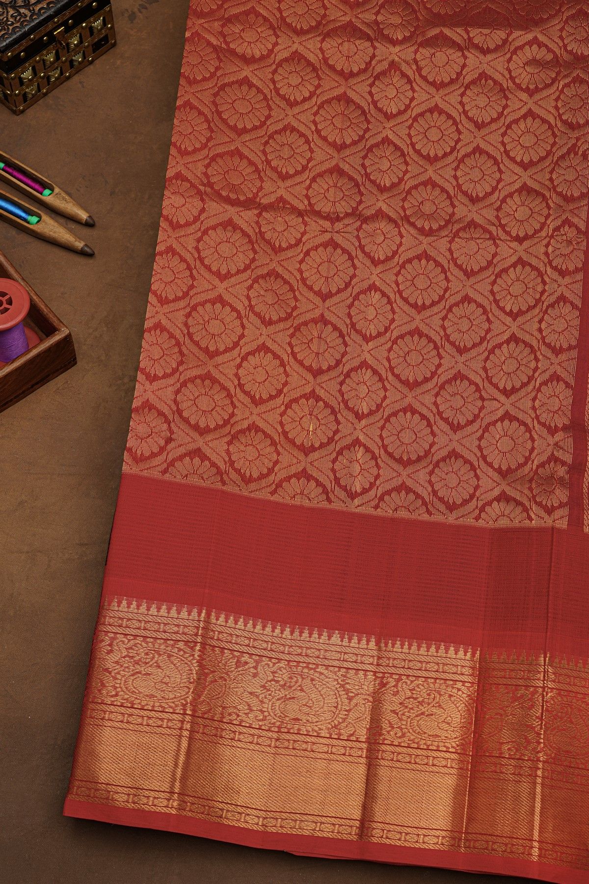Kuppadam Sico Royal Blue Saree With Peacocks And Elephants Buttis Border