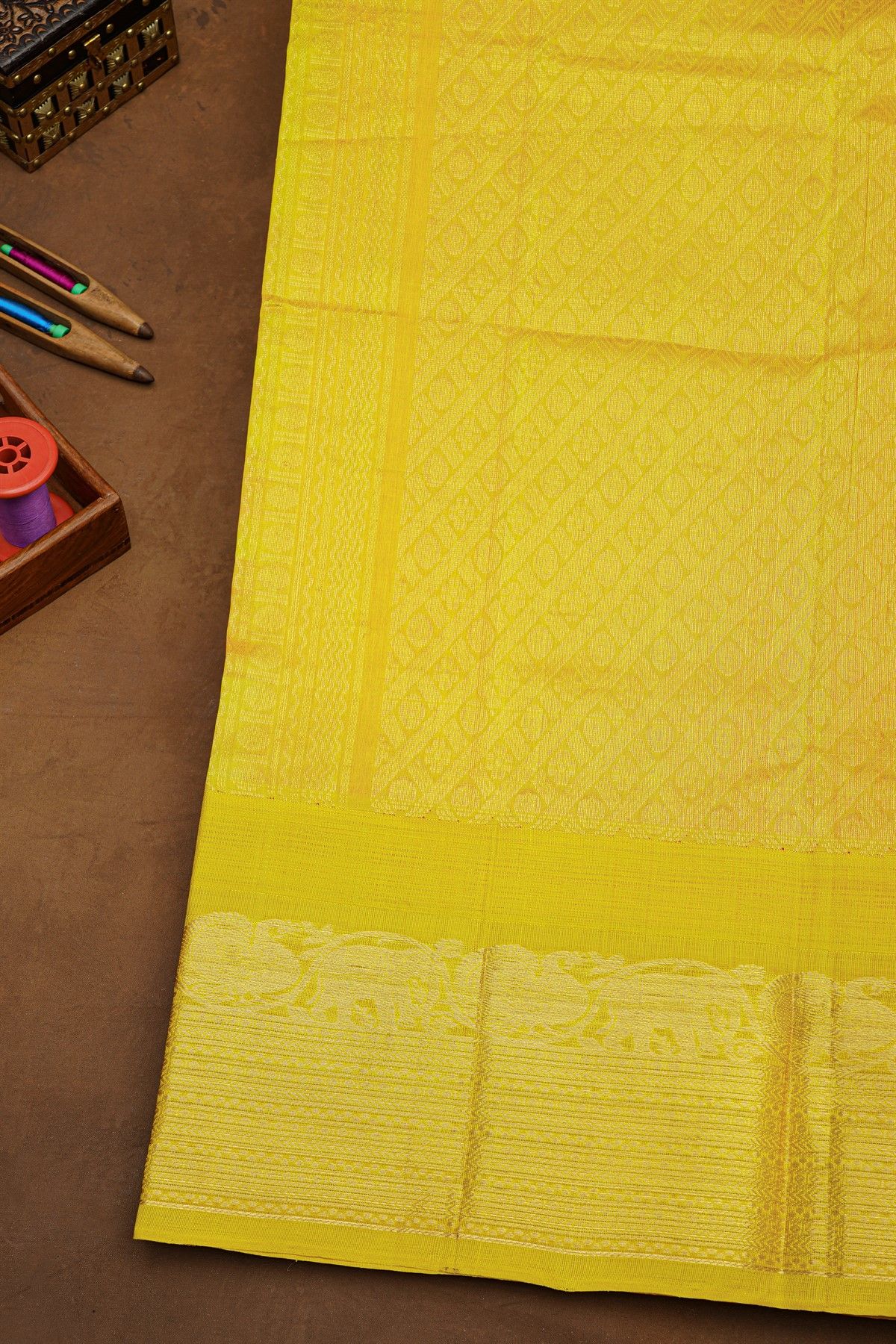 Kuppadam Sico Peach Orange Saree With Checks And Buttis Body