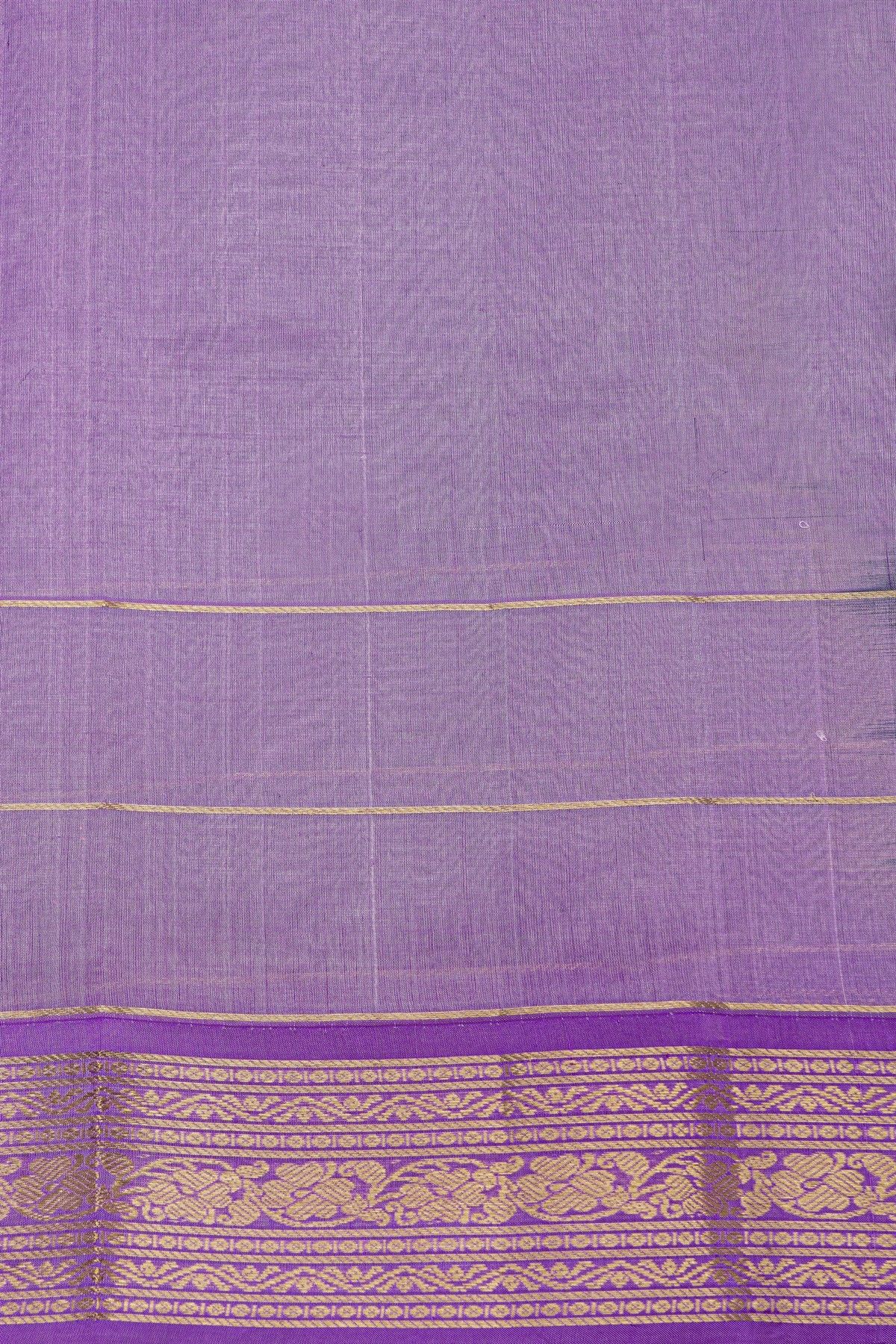 Kuppadam Sico Blue Saree With Florals And Peacock Buttis In Checks Body