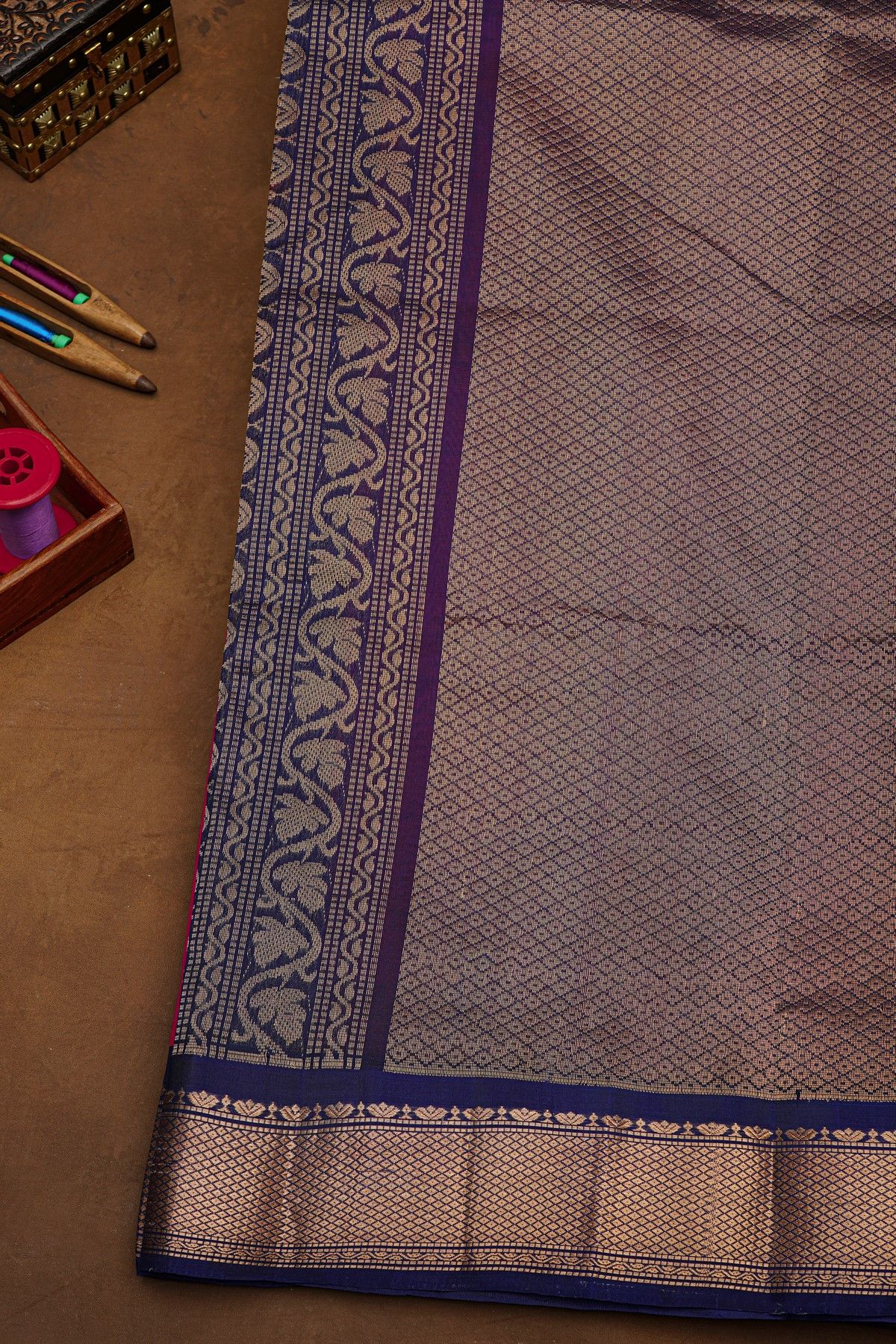 Kuppadam Sico Rani Pink Saree With Floral And Butti Body
