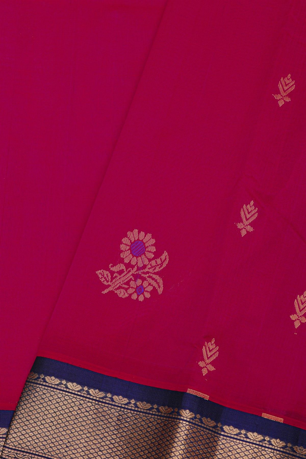 Kuppadam Sico Rani Pink Saree With Floral And Butti Body