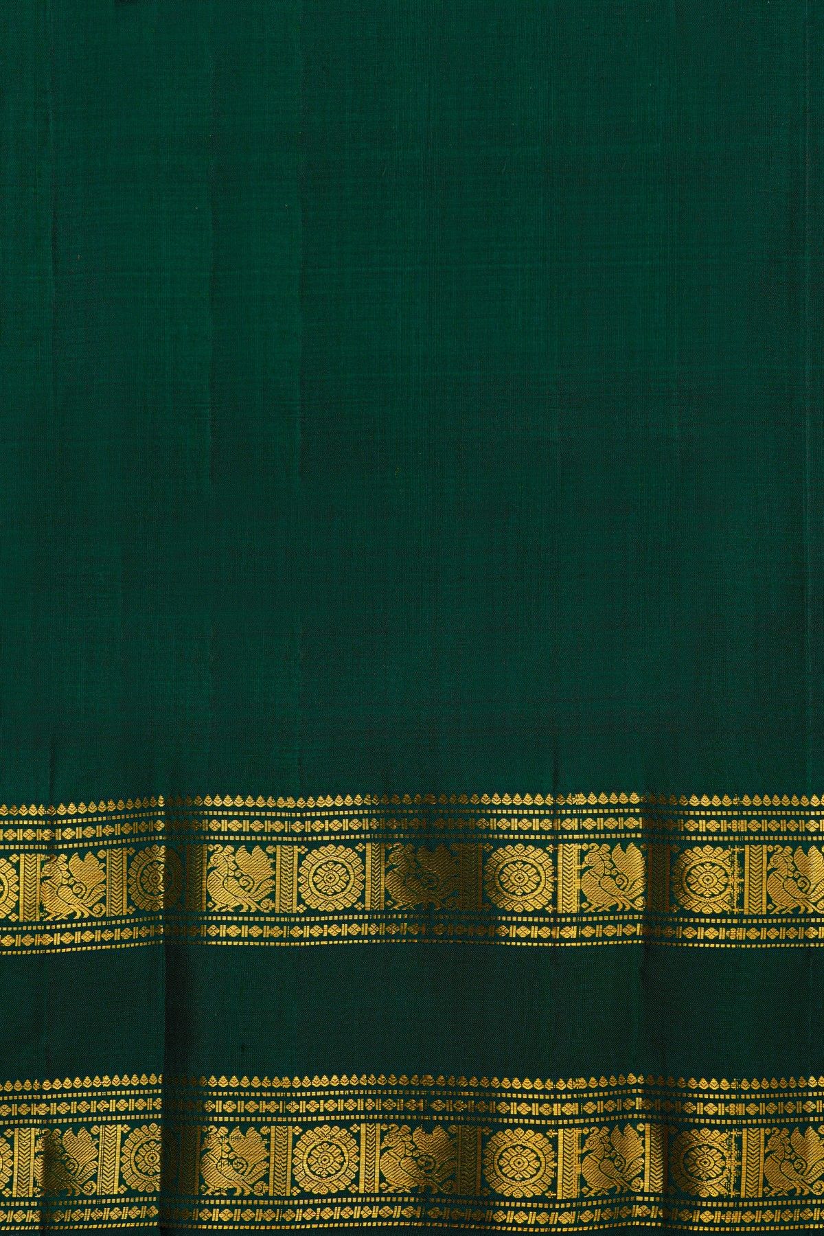Kancheepuram Silk Sea Green Saree With Zari Lines And Peacock Buttis Body