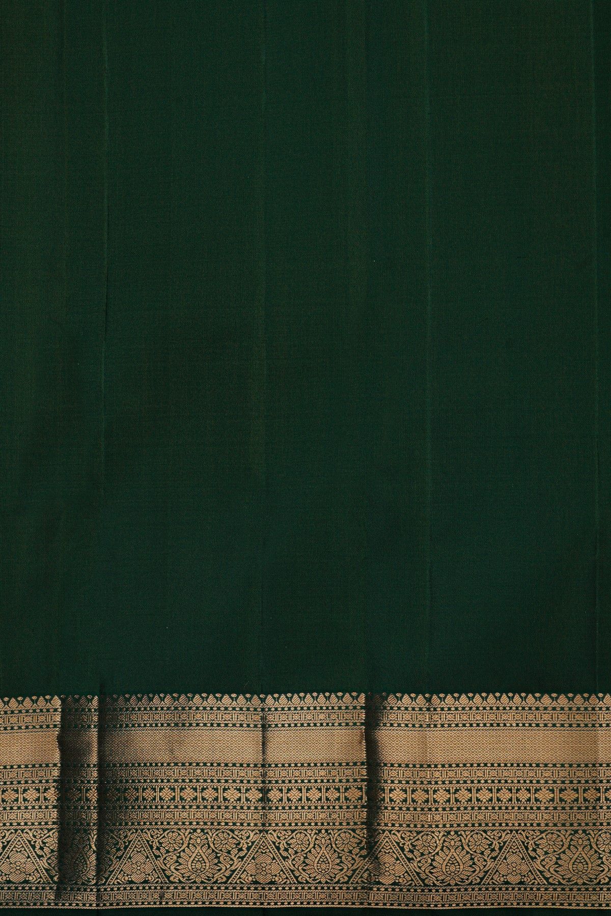 Kancheepuram Silk Bottle Green Saree With Zari Checks And Peacock Paisley Body