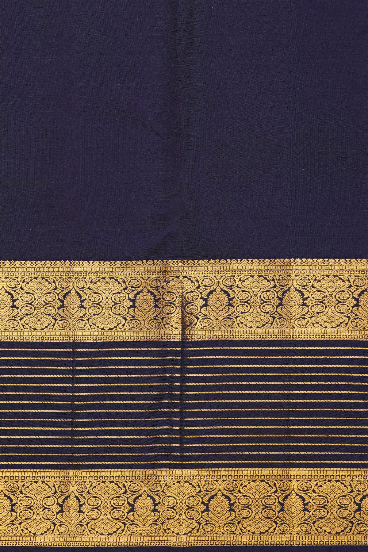 Kancheepuram Silk Purple Saree With Zari Lines Florals And Peacocks Buttis Body