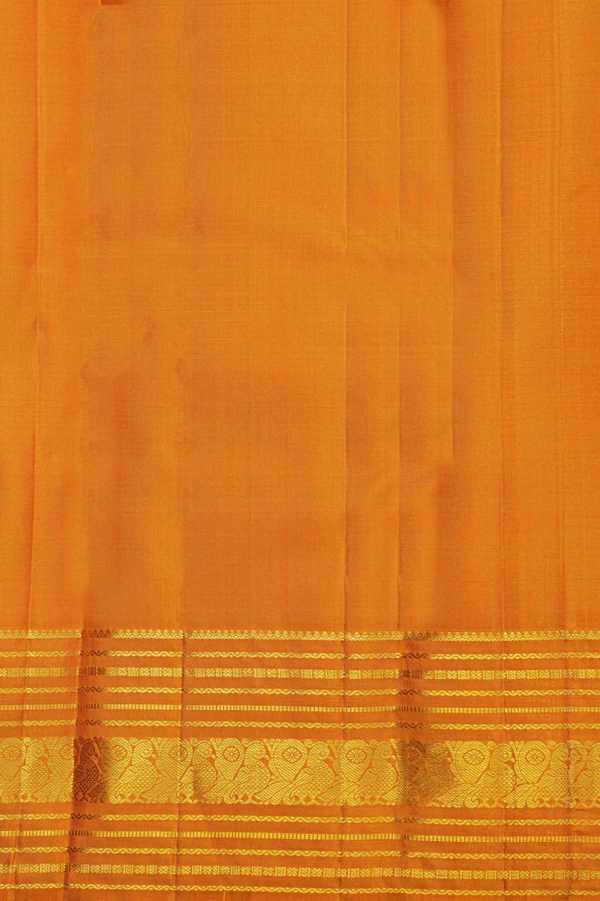 Kancheepuram Silk Mustard Saree With Vaira Oosi Floral And Gandaberunda Butti Body