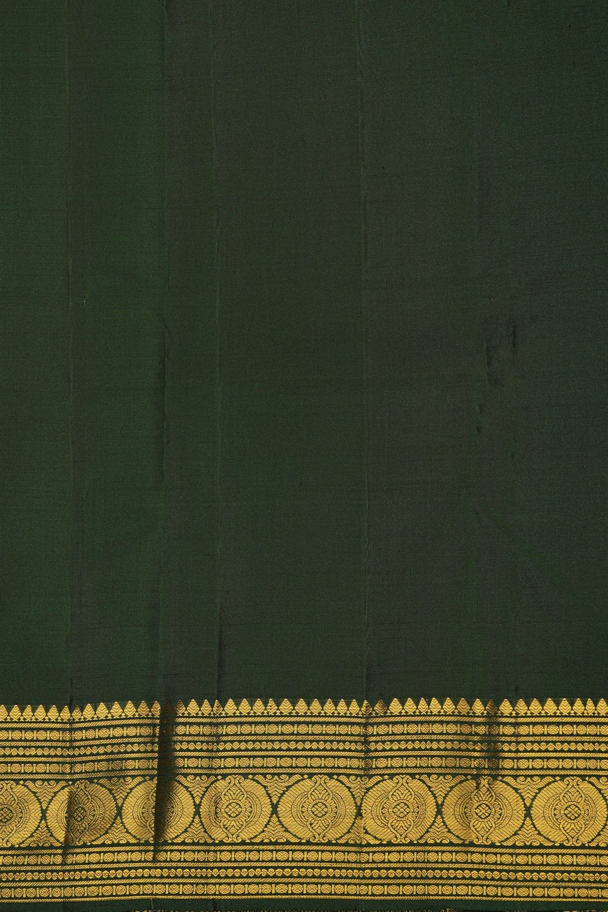 Kancheepuram Silk Bottle Green Saree With Florals And Buttis Border