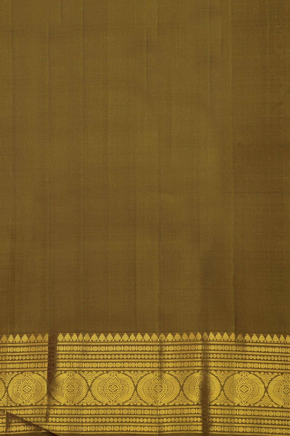 Kancheepuram Silk Mehendi Green Saree With Zari Checks Peacock And Elephant Body