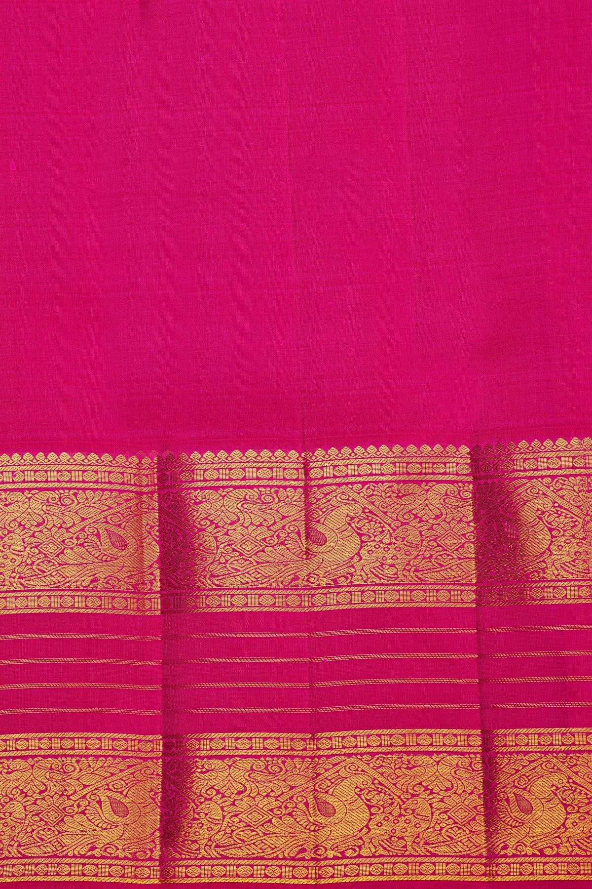 Kancheepuram Silk Peach Pink Saree With Peacock Butti Checks Body