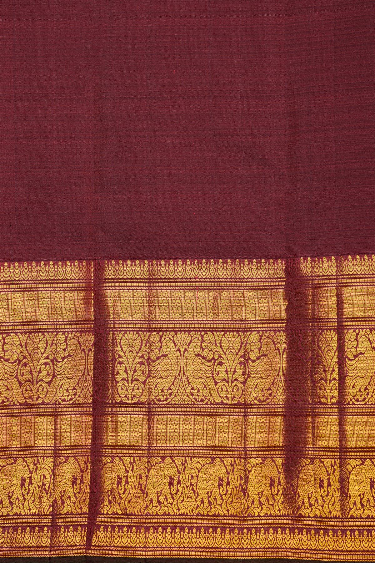 Kancheepuram Silk Dark Maroon Saree With Zari Checks And Rudraksha Buttis Body