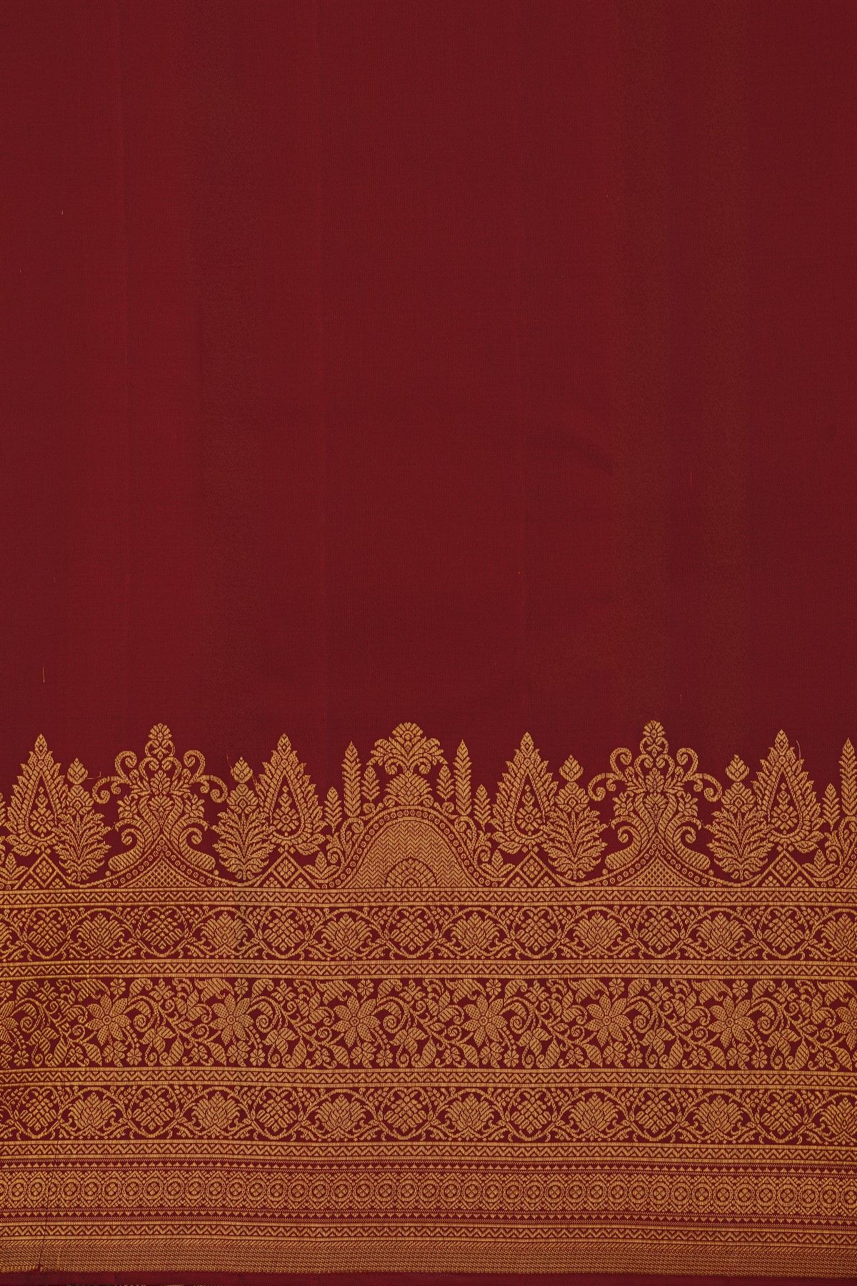 Kancheepuram Silk Maroon Saree With Florals Turning Border