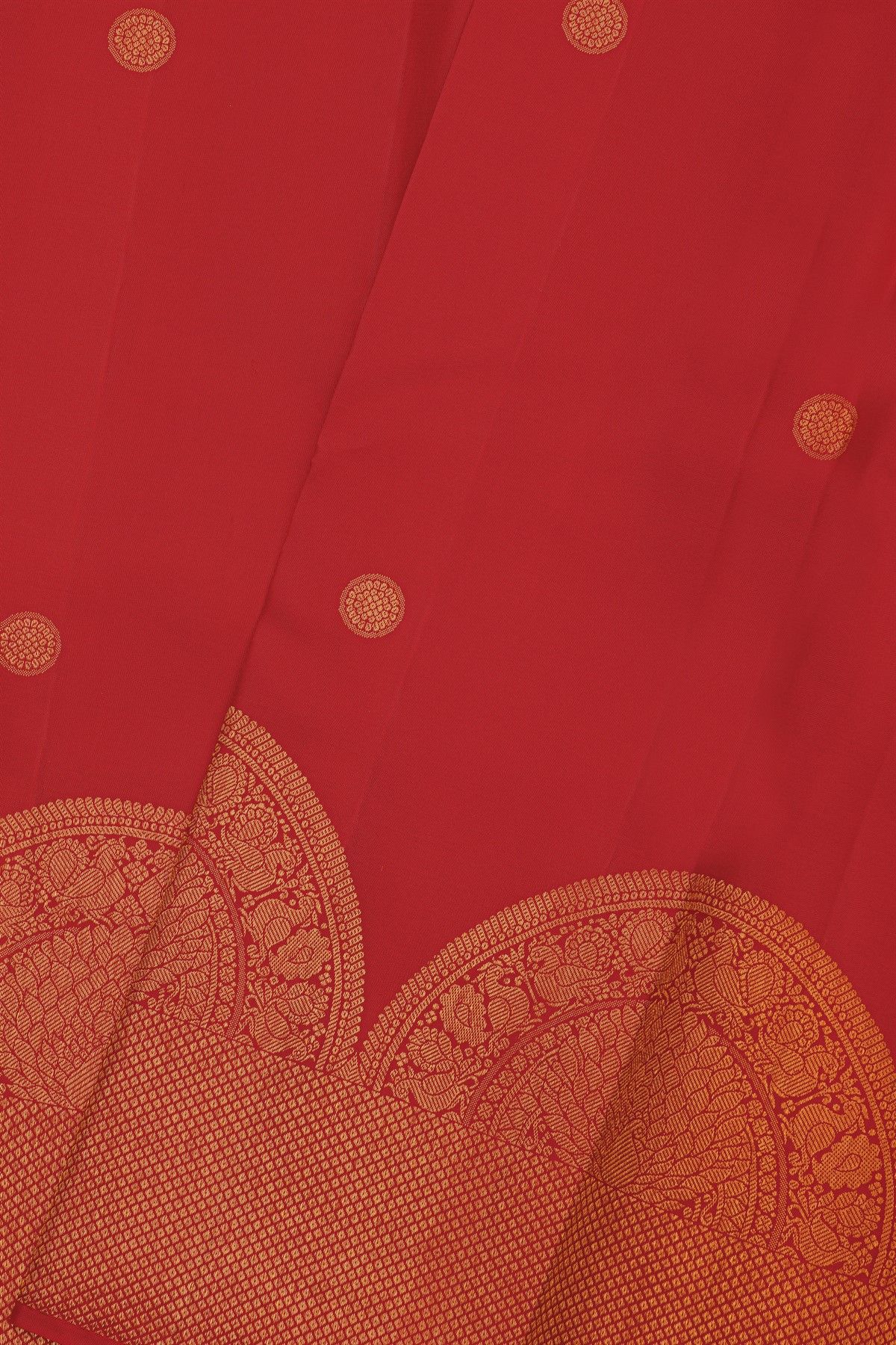 Kancheepuram Silk Red Saree With Self Turning Border