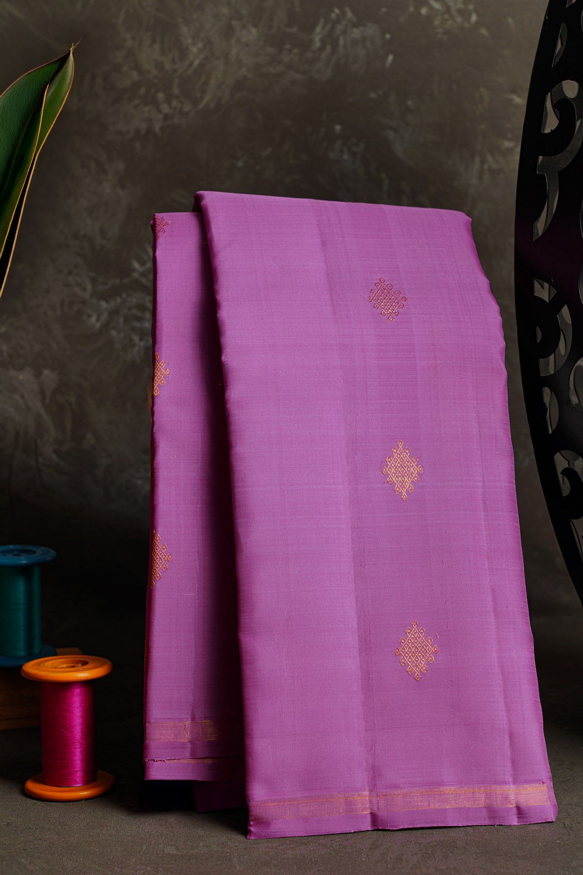 Kancheepuram Silk Purple Saree With Buttis Body