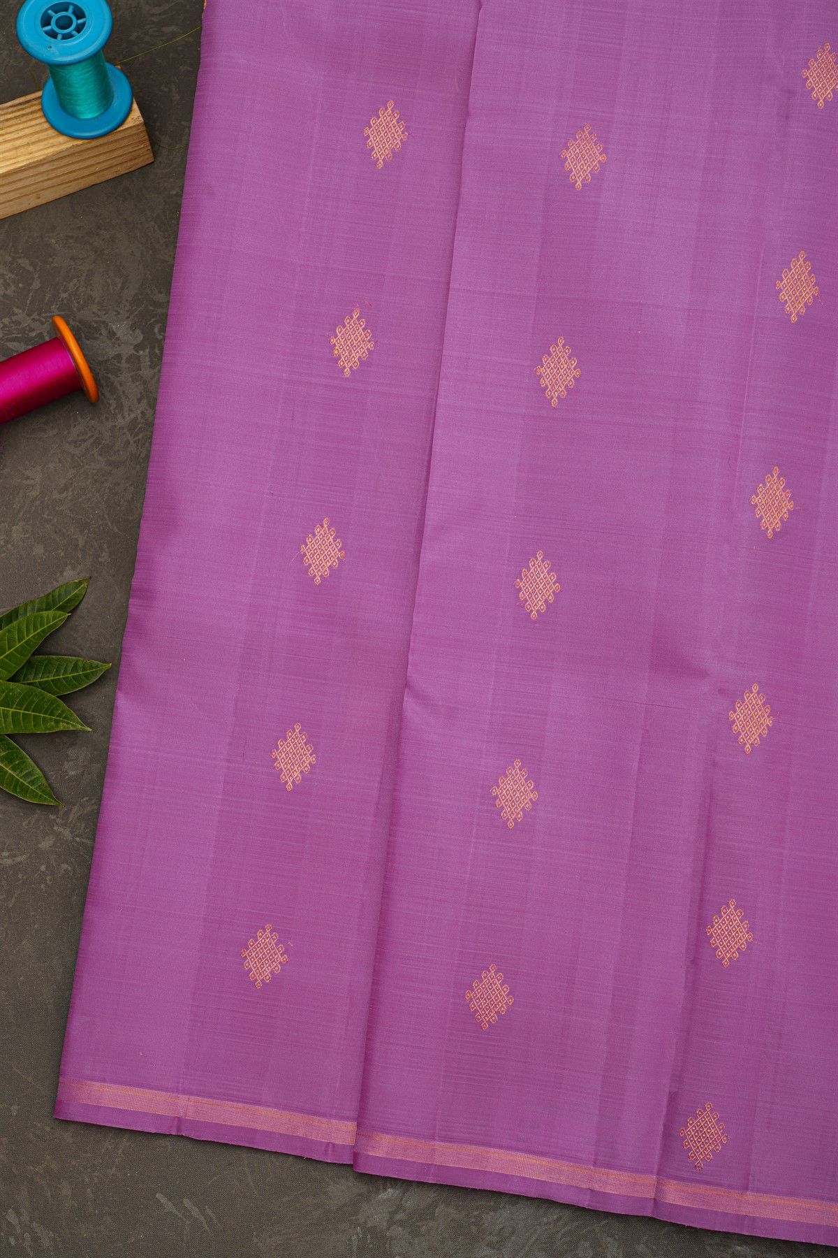 Kancheepuram Silk Purple Saree With Buttis Body
