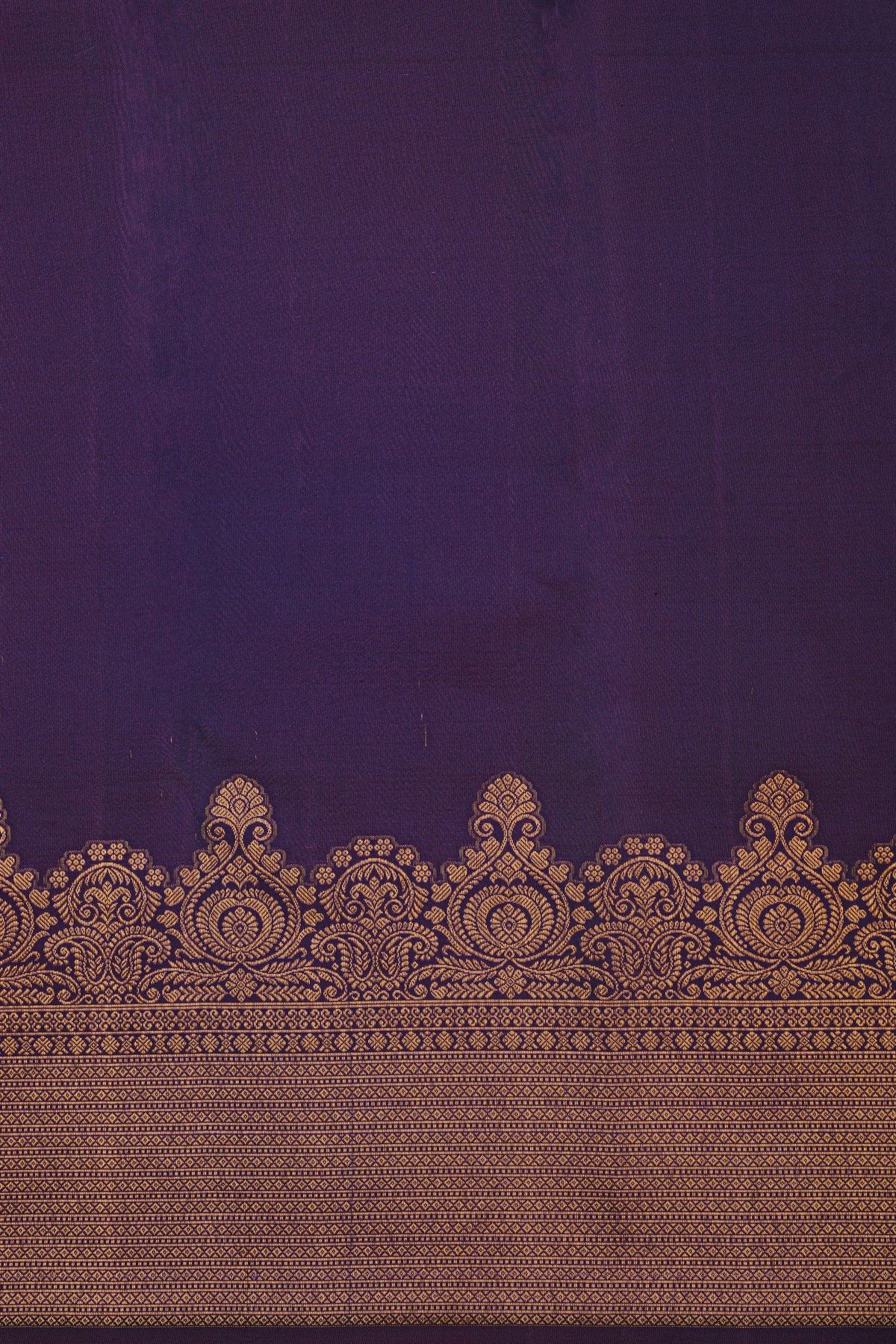 Kancheepuram Silk Dark Violet Saree With Self Turning Border