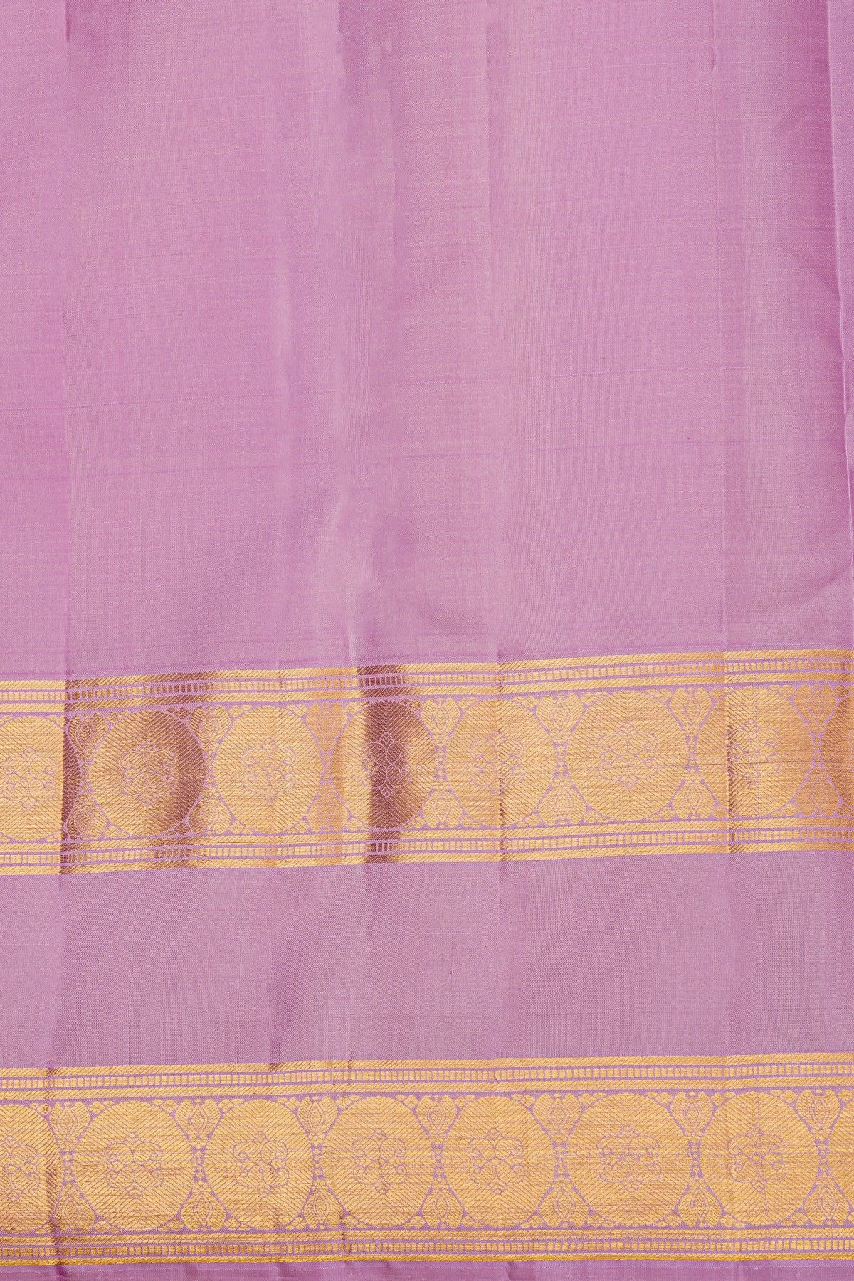Kancheepuram Silk Baby Pink Saree With Floral Paisley Gap Border