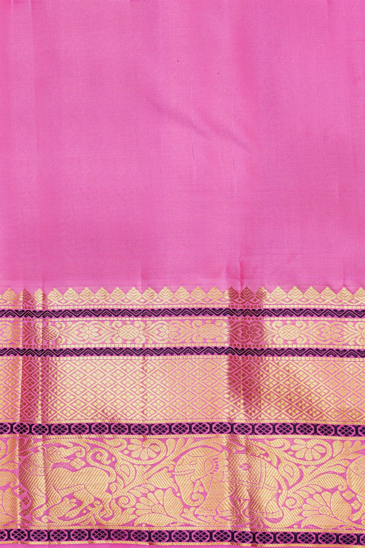 Kancheepuram Silk Purple Saree With Zari Checks And Peacocks Body