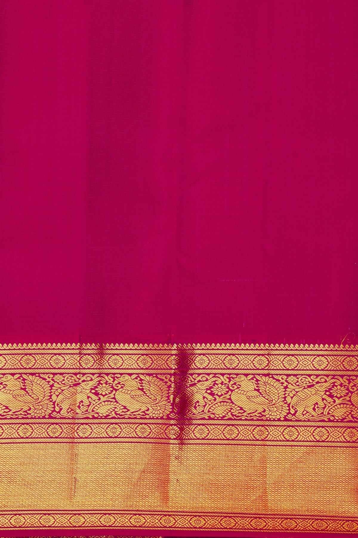 Kancheepuram Silk Bottle Green Saree With Florals And Gandaberunda Buttis Body