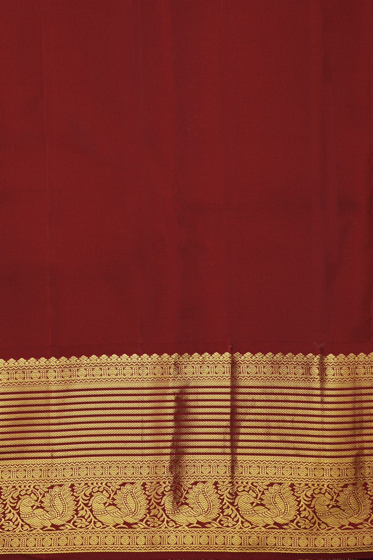 Kancheepuram Silk Sea Green Saree With Zari Lines And Peacocks Border