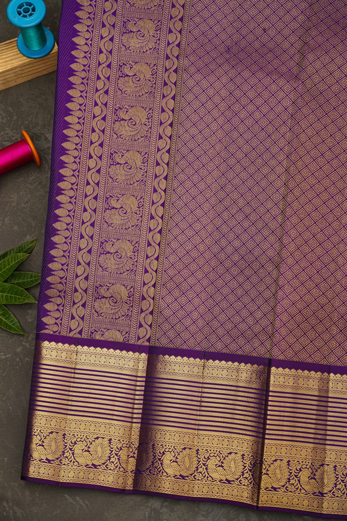 Kancheepuram Silk Pink Saree With Zari Lines And Peacocks Border