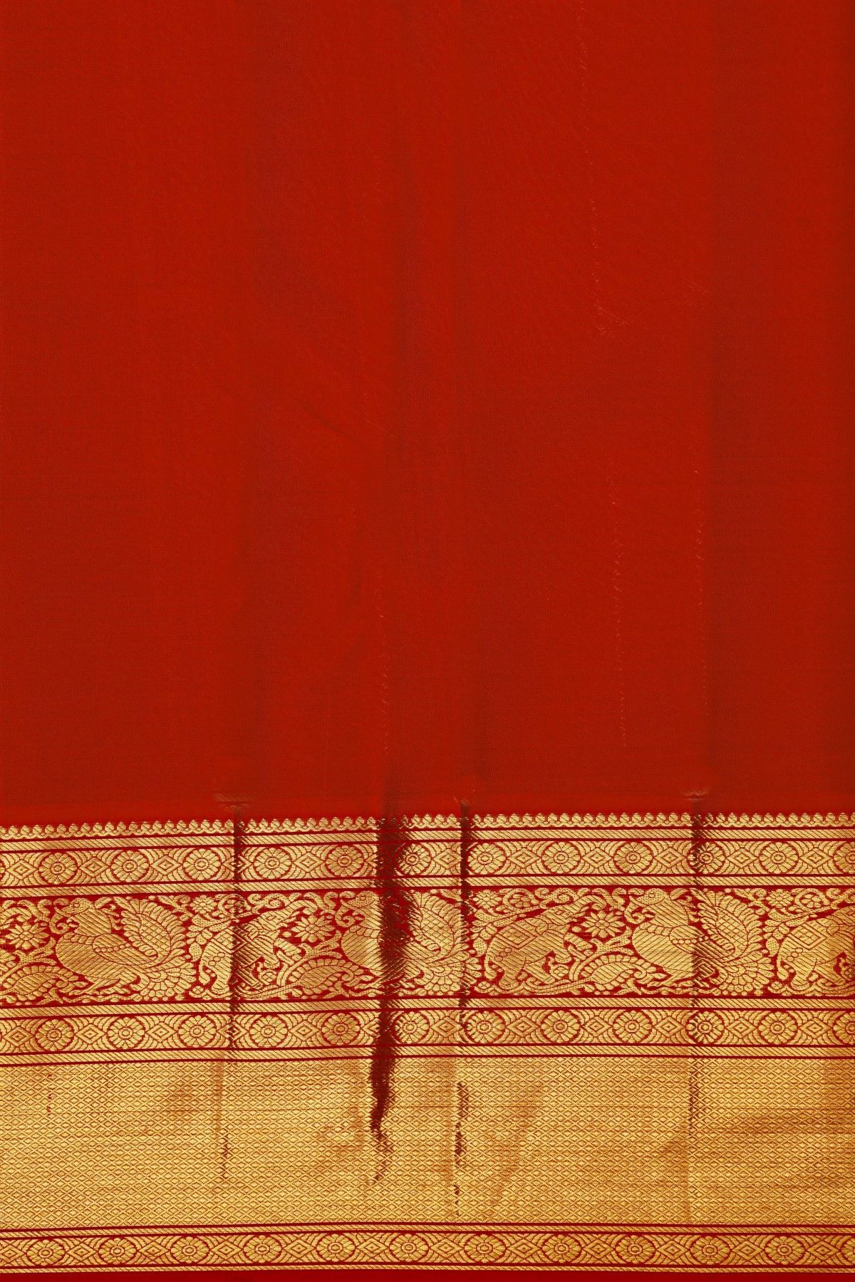 Kancheepuram Silk Bottle Green Saree With Florals And Gandaberunda Buttis Body And Kuttu Border
