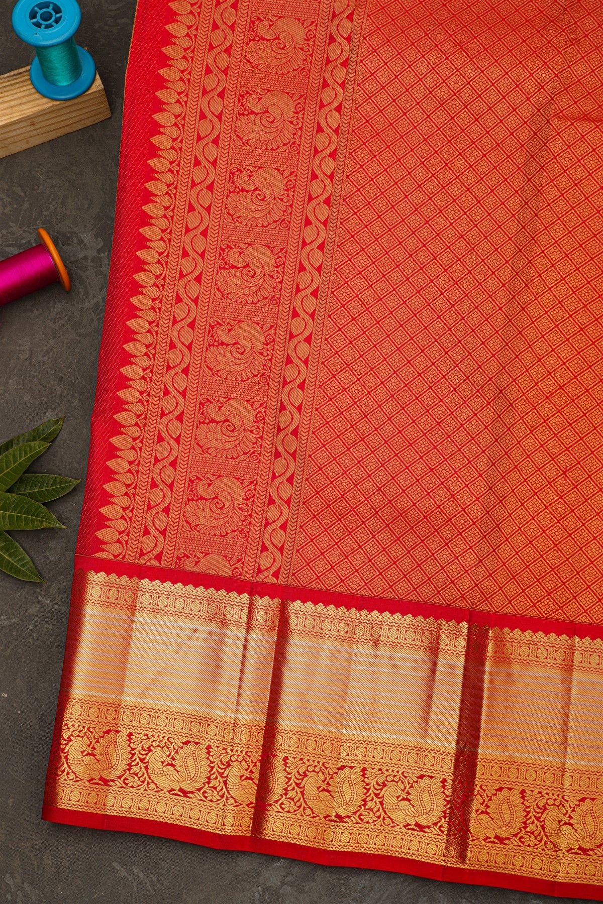 Kancheepuram Silk Off White Saree With Florals And Peacock Buttis Body