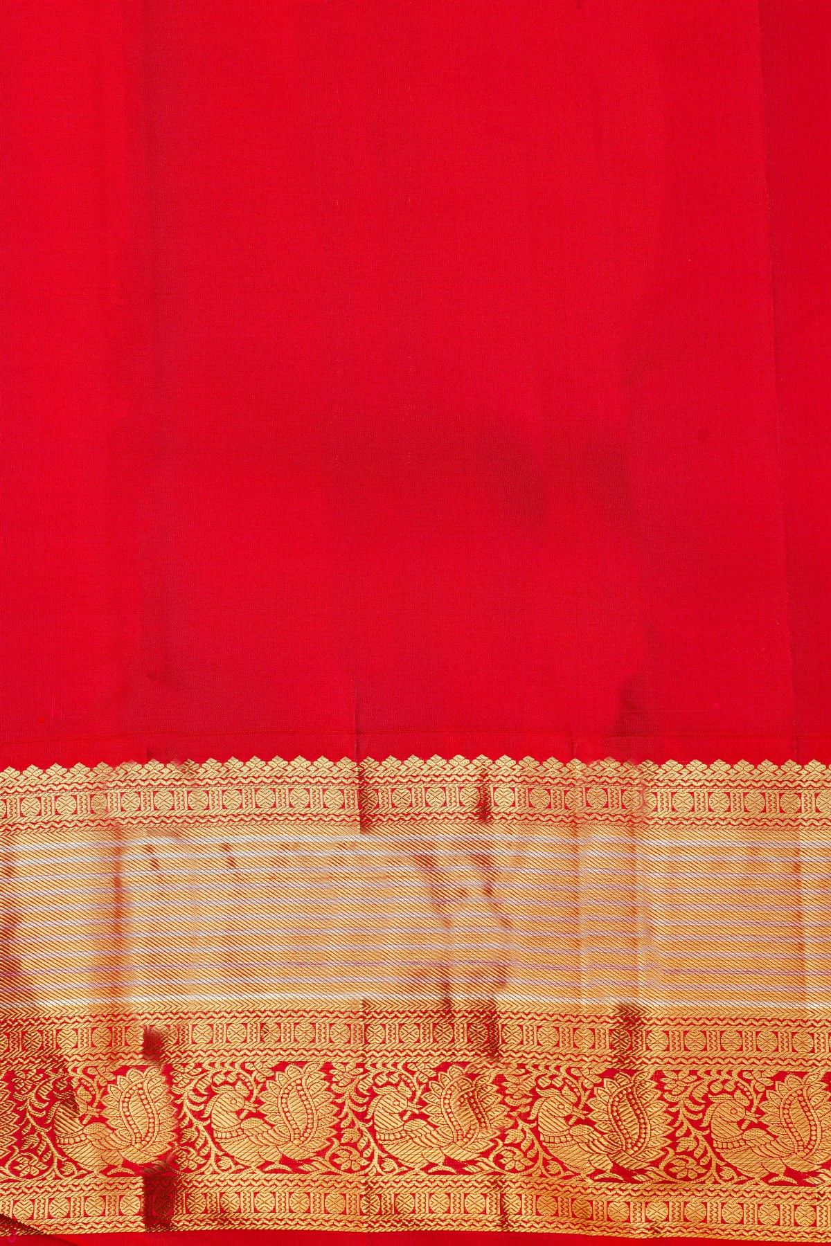 Kancheepuram Silk Off White Saree With Florals And Peacock Buttis Body