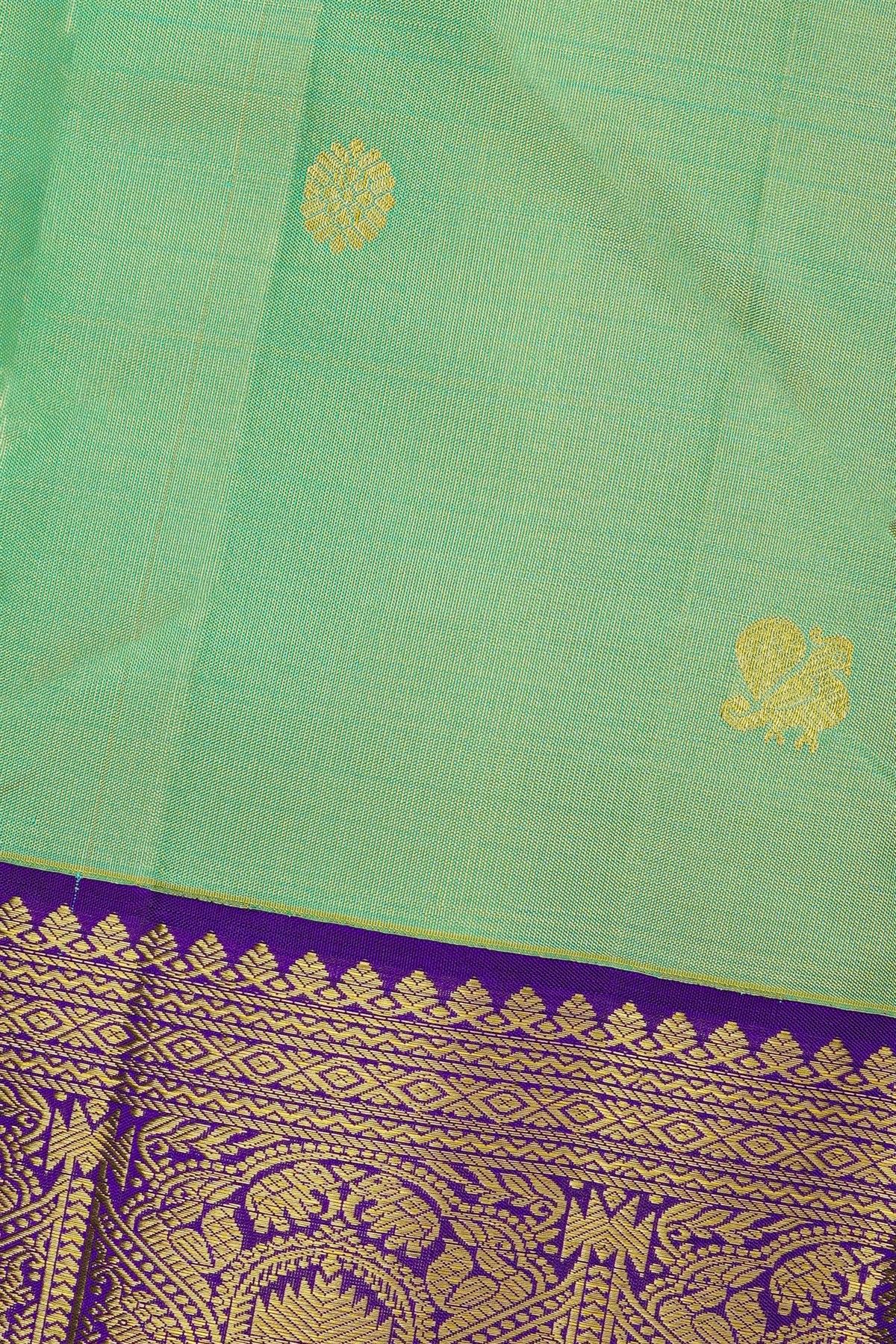 Kancheepuram Silk Mint Green Saree With Kuttu Border