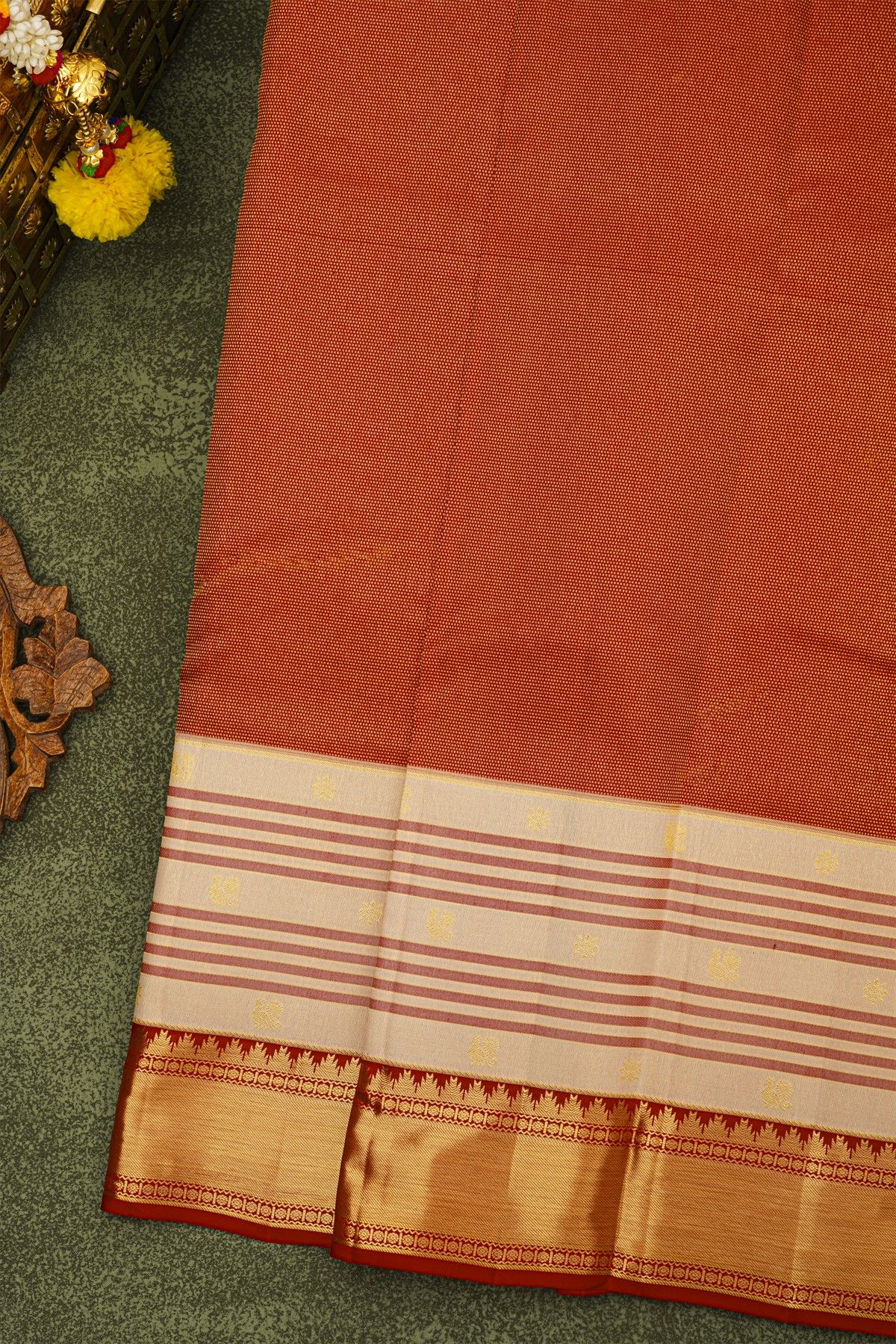 Kancheepuram Silk Red Saree With All Over Zari Weave Body