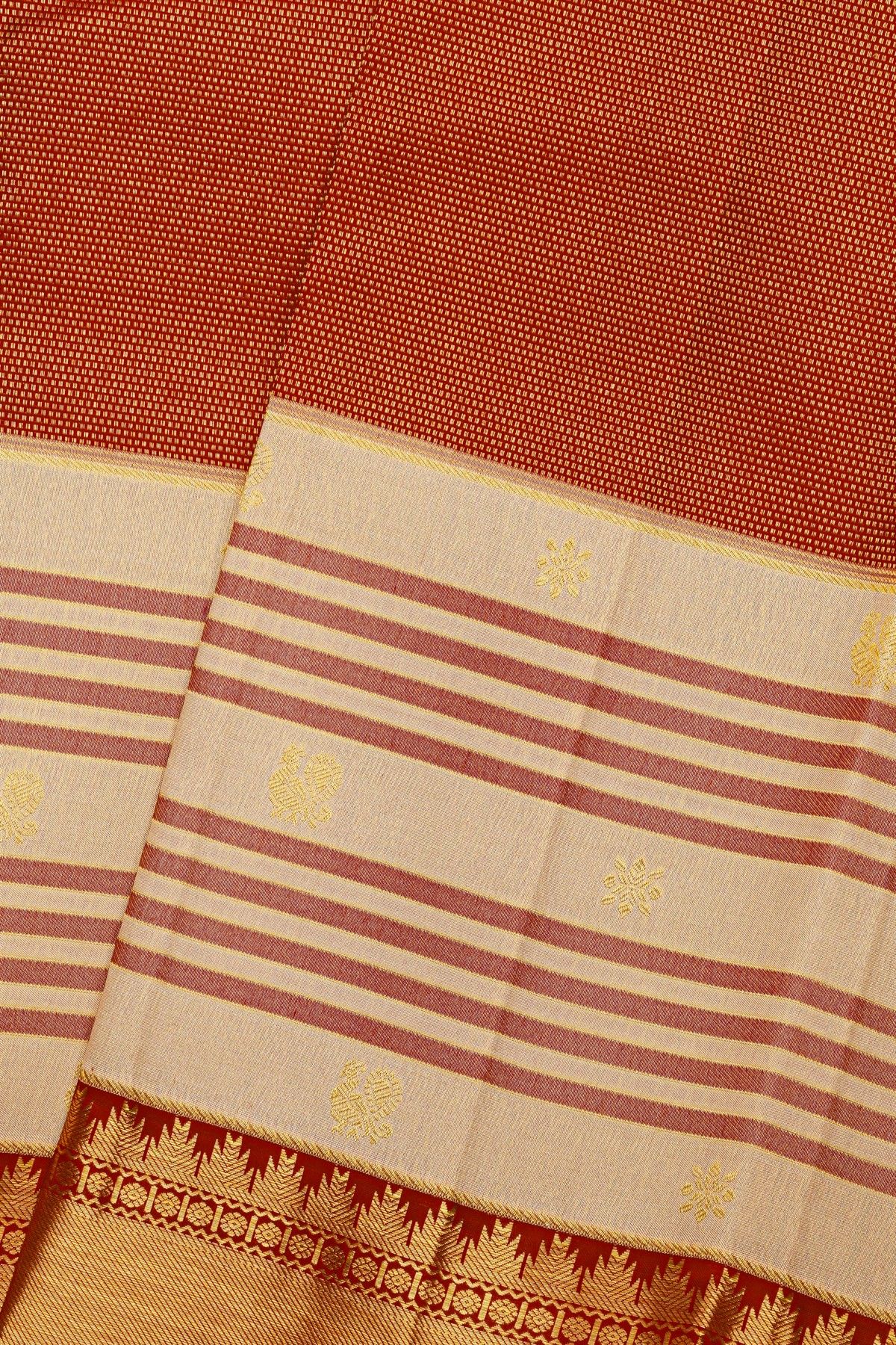 Kancheepuram Silk Red Saree With All Over Zari Weave Body