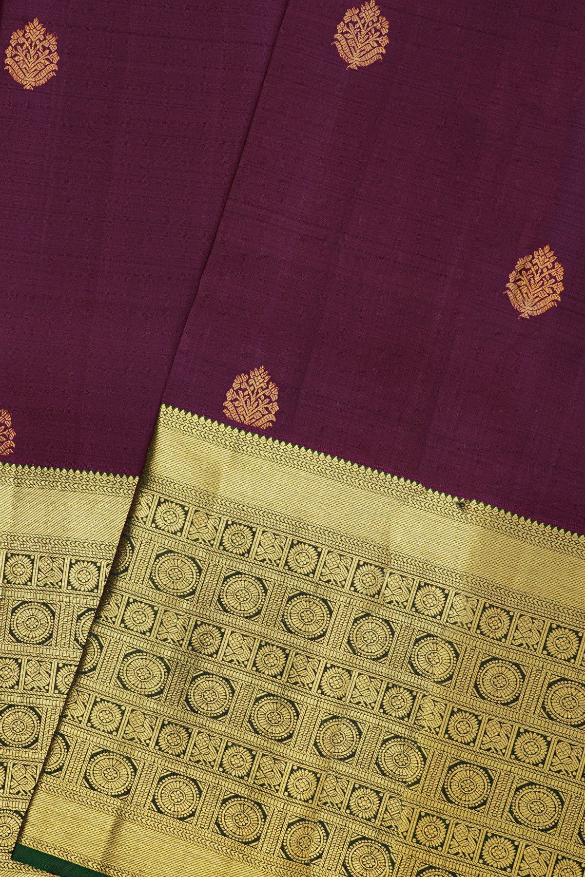 Kancheepuram Silk Purple Saree With Self Traditional Border