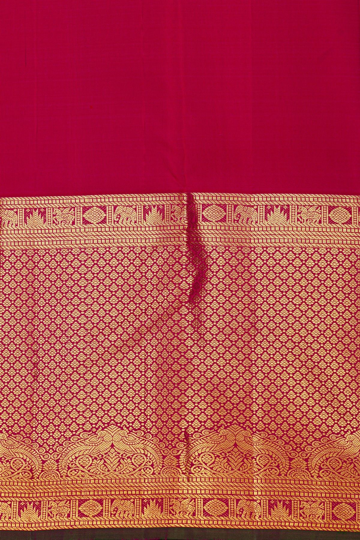 Kancheepuram Silk Magenta Saree With Florals And Peacocks Body
