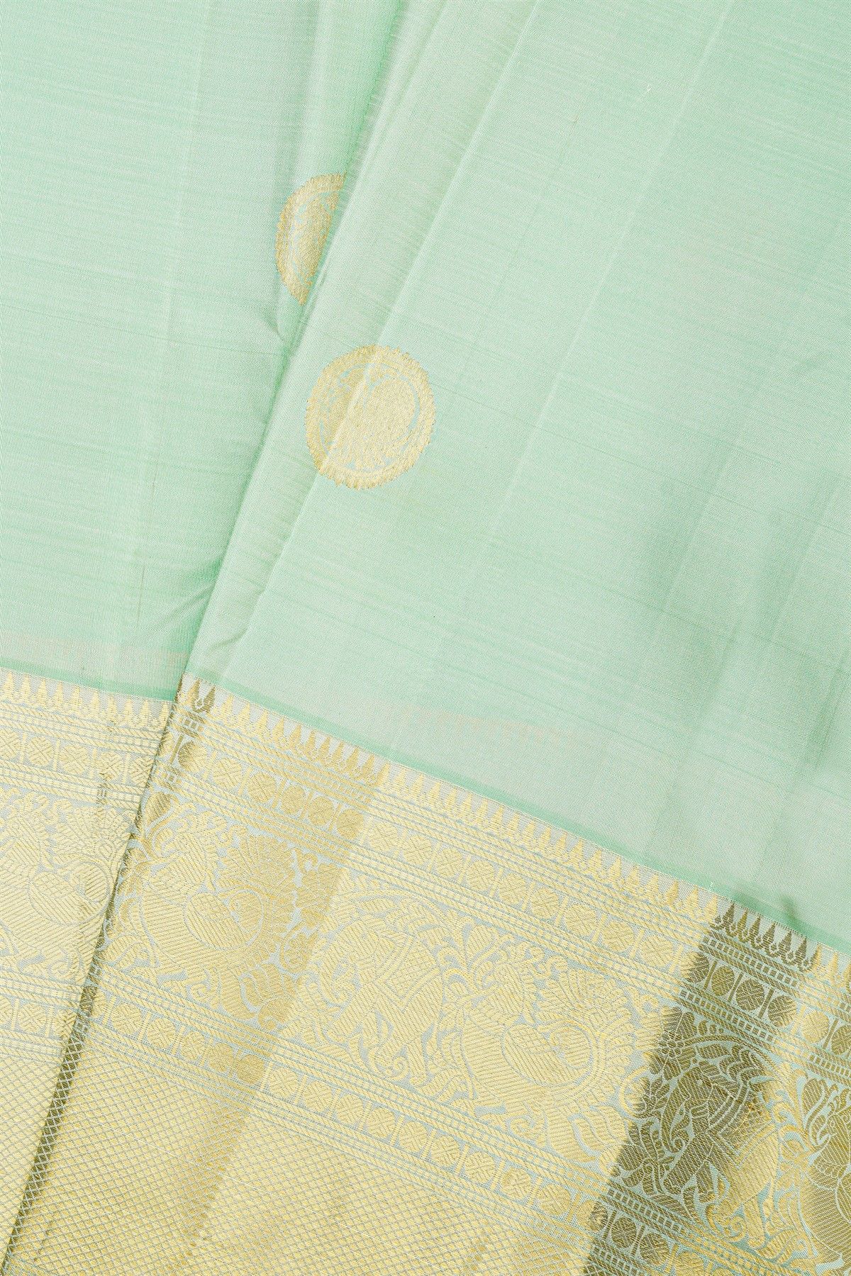 Kancheepuram Silk Mint Green Saree With Self Border