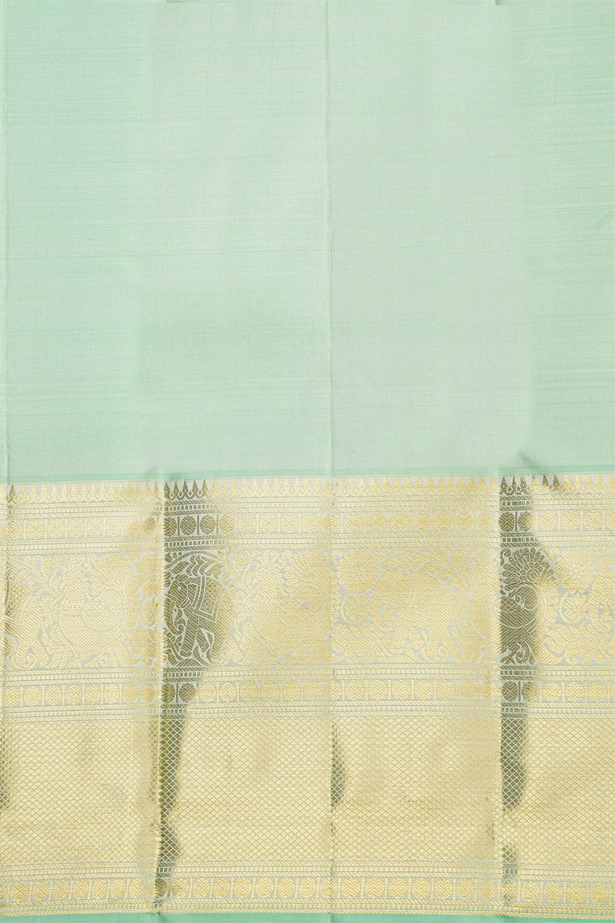 Kancheepuram Silk Mint Green Saree With Self Border