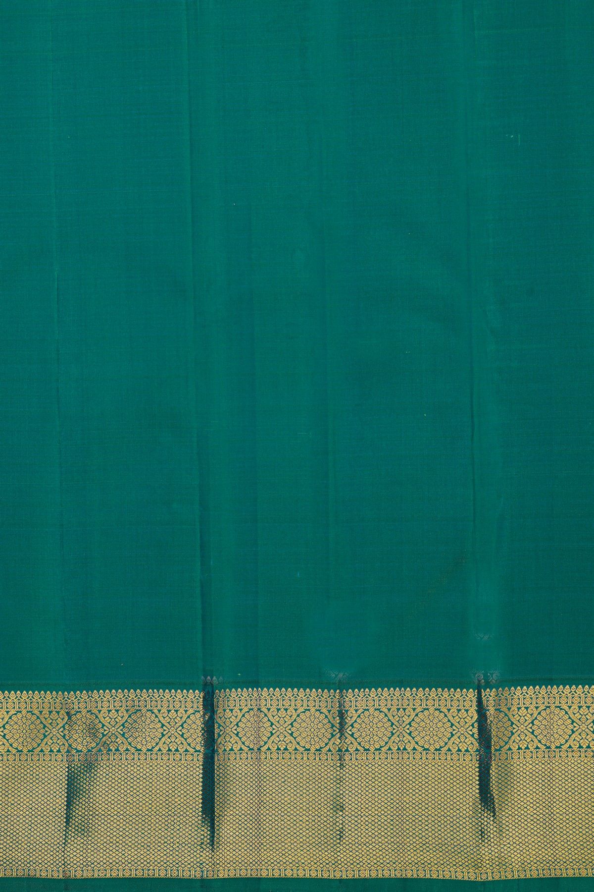 Kancheepuram Silk Sea Blue Saree With Florals And Peacocks In Checks Body