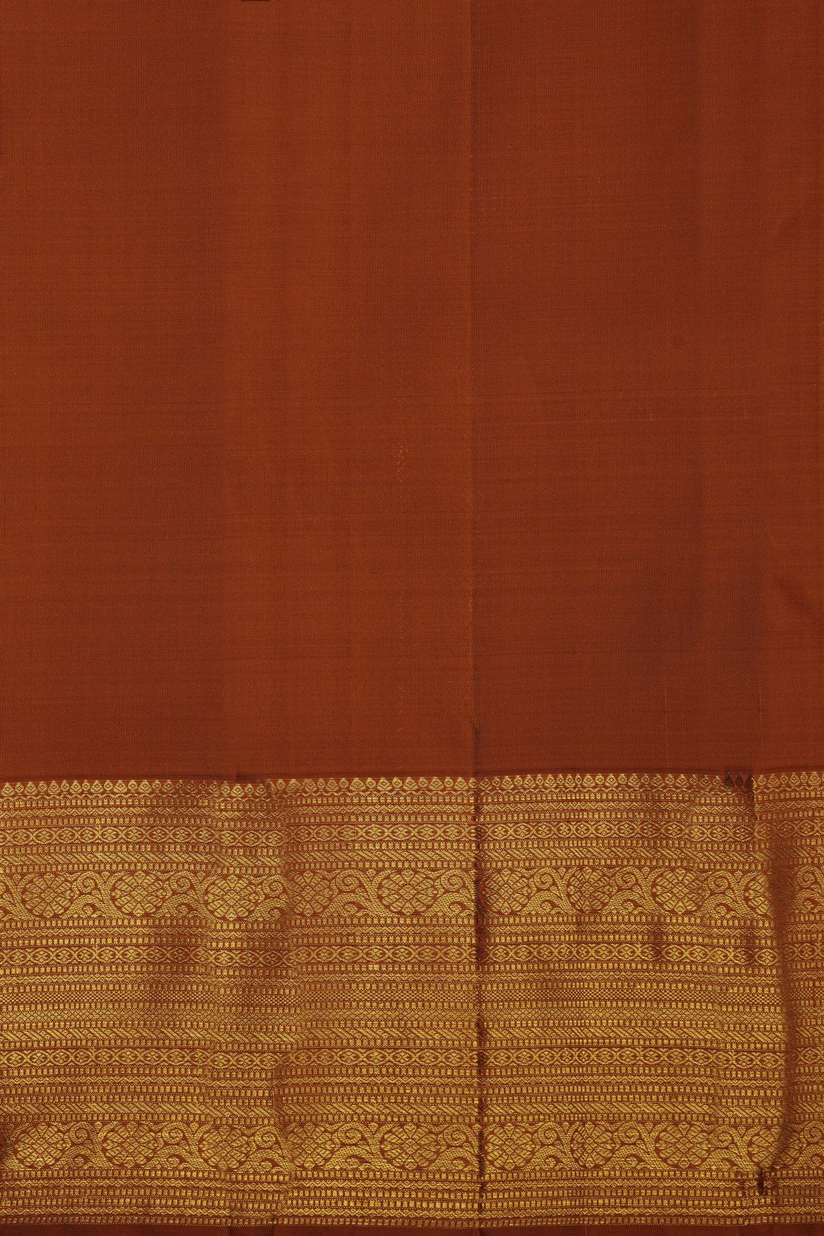 Kancheepuram Silk Rust Brown Saree With Checks Florals And Buttis Body