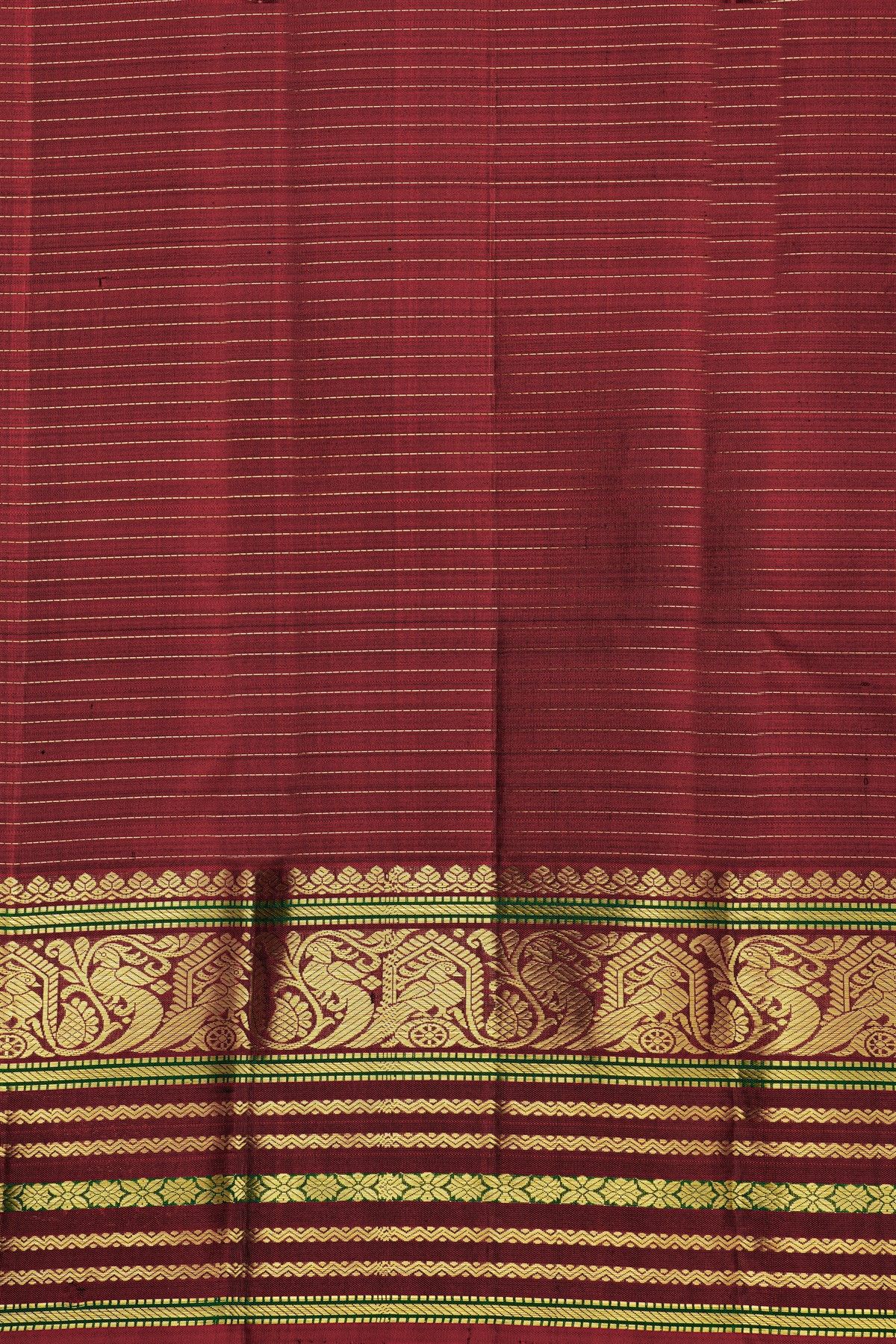 Kancheepuram Silk Black Saree With Florals And Buttis In Checks Body