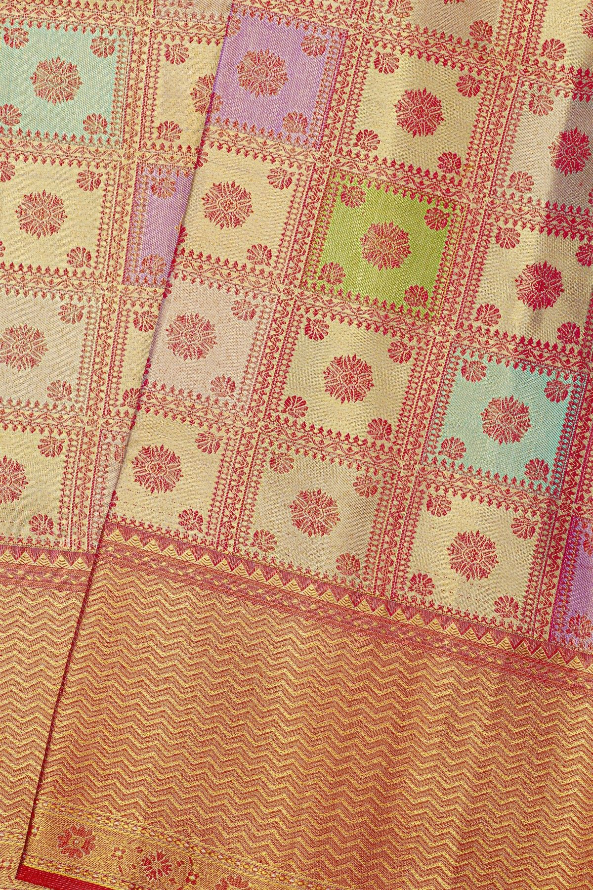 Kancheepuram Silk Multi Colour Saree With Rangkat Style Body