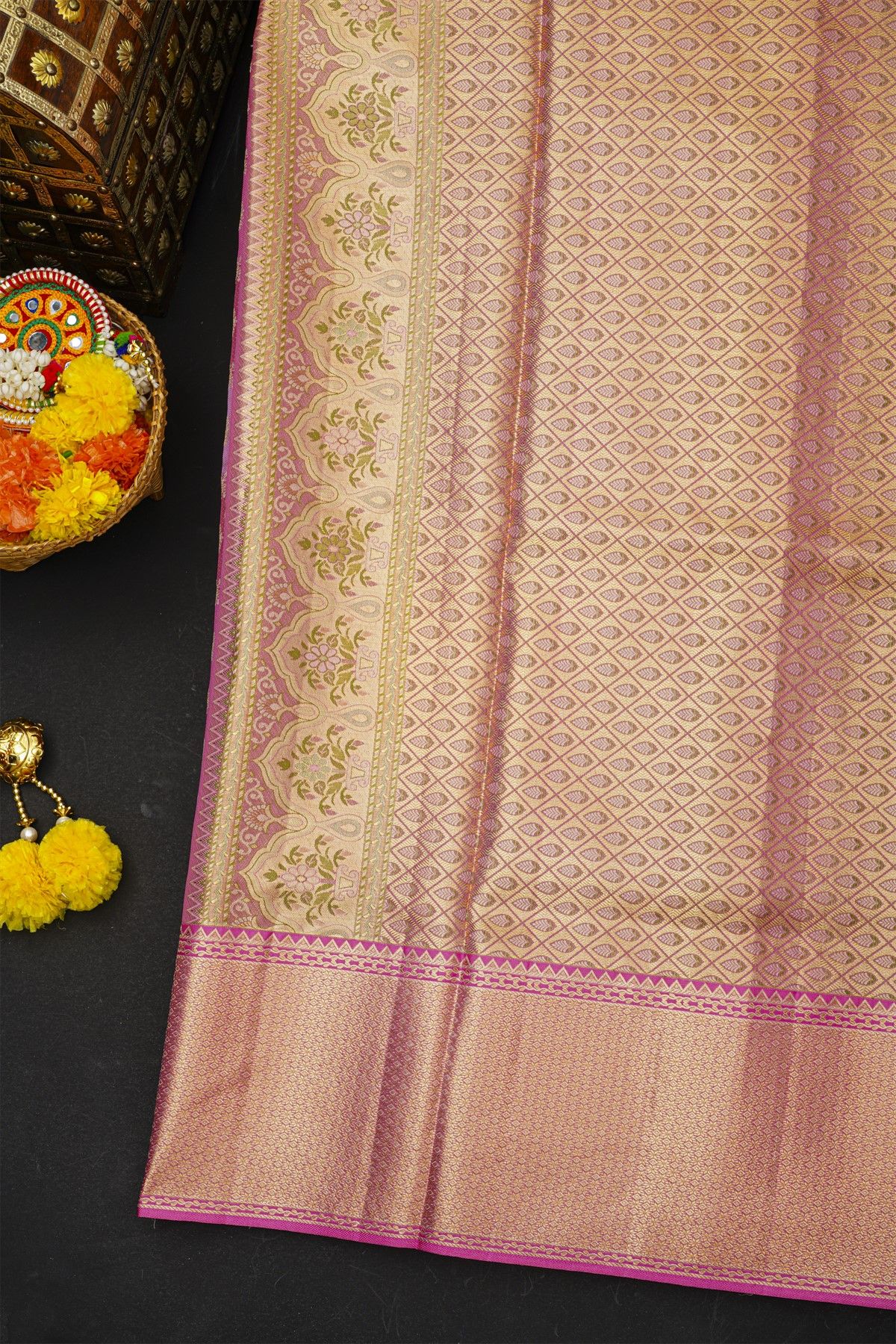Kancheepuram Silk Multi Colour Saree With Rangkat Style Body
