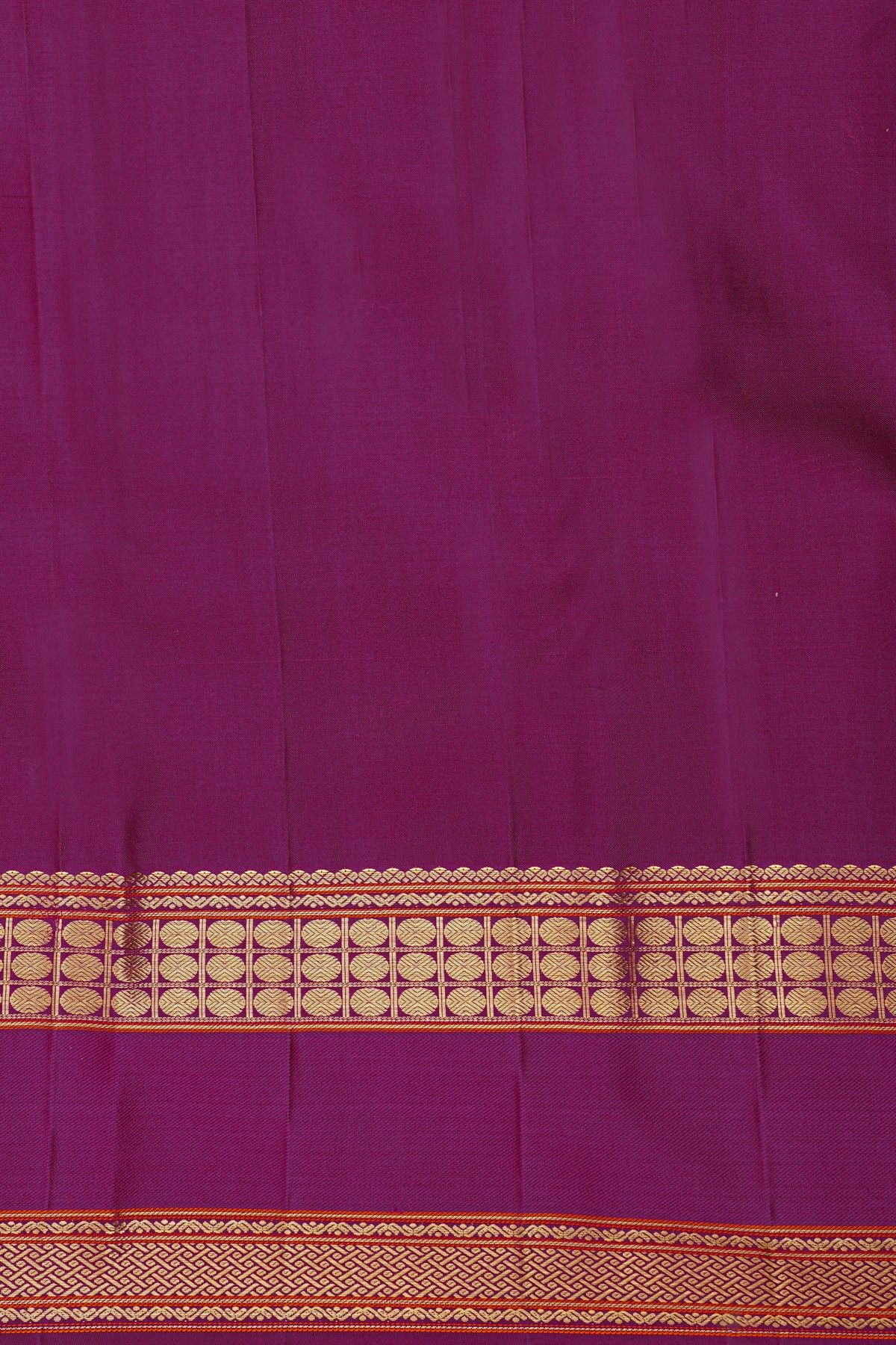Kancheepuram Silk Purple Saree With Cross Lines Body And Gap Border