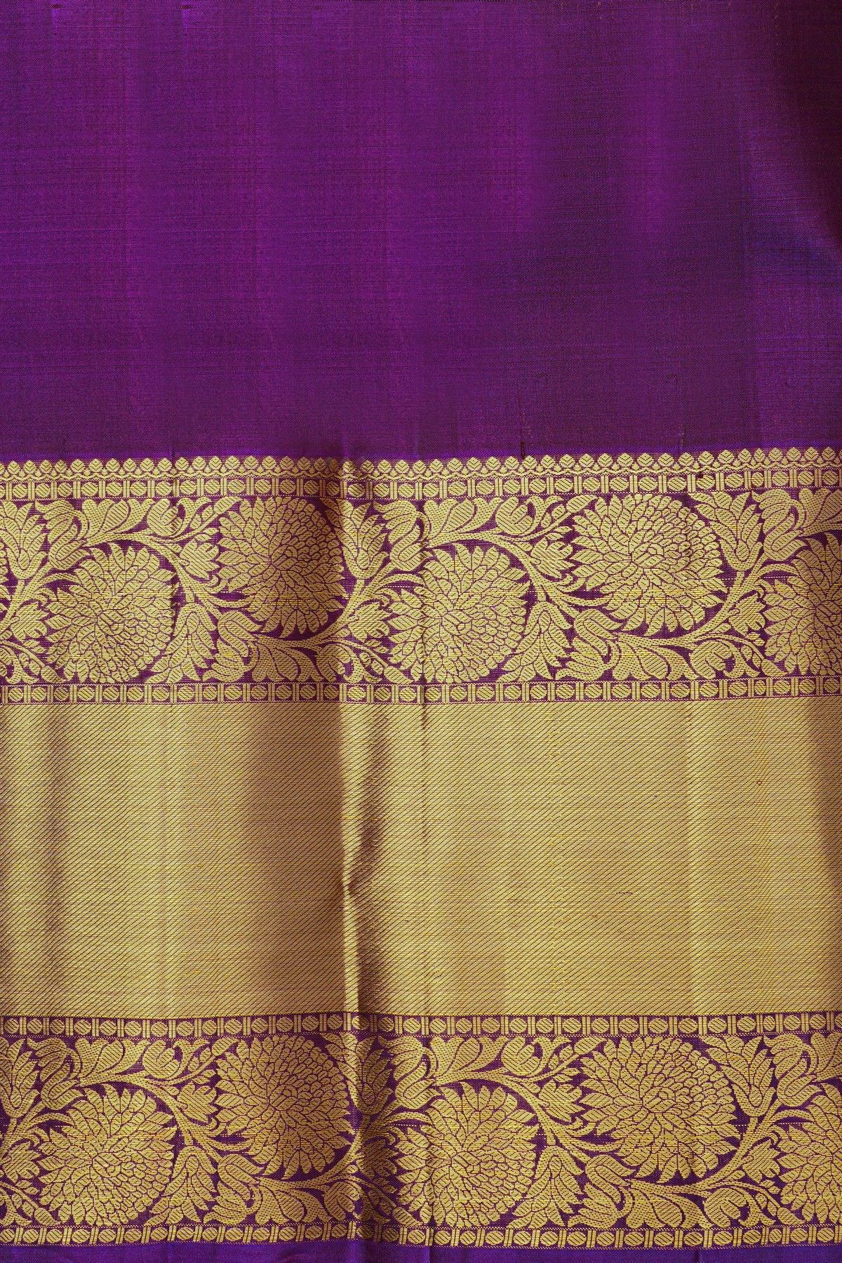 Kancheepuram Silk Mehendi Green Saree With Floral Paisley Buttis Body And Long Border