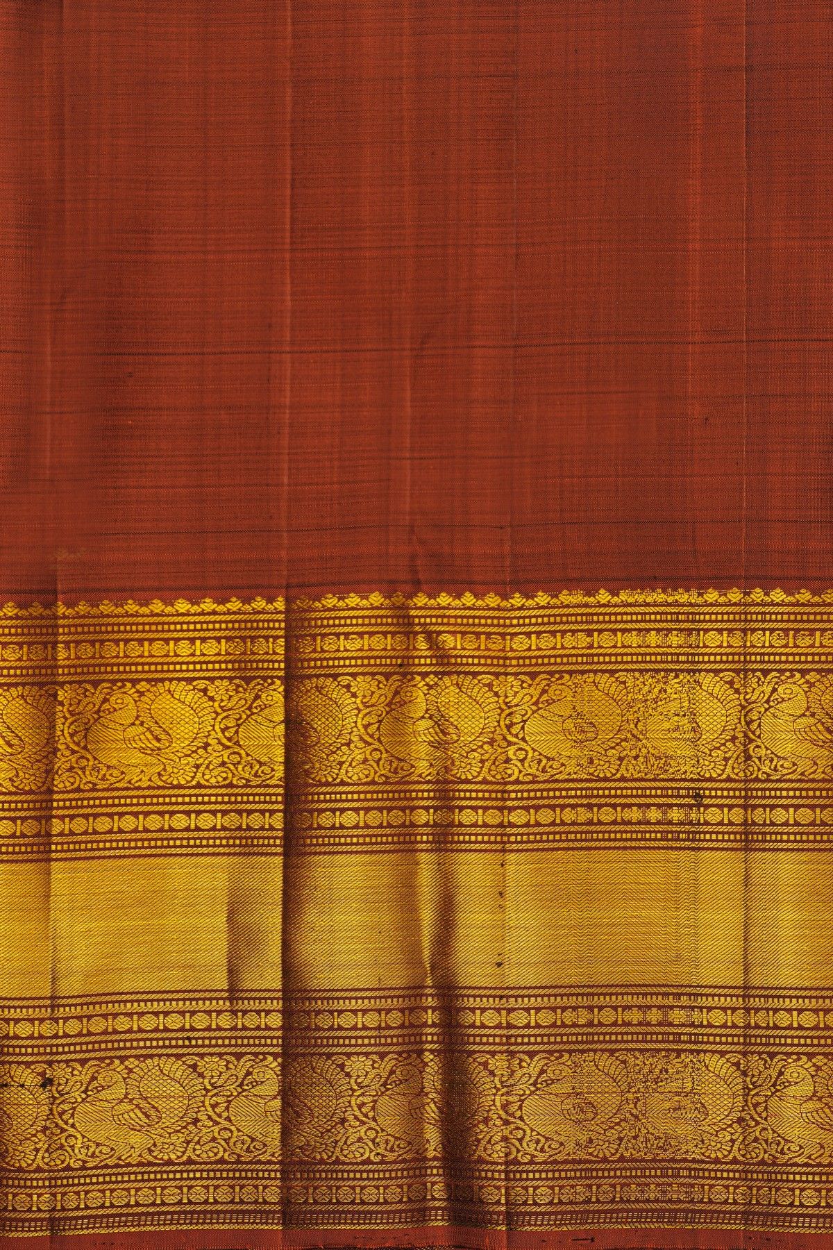 Kancheepuram Silk Bottle Green Saree With Traditional Long Border